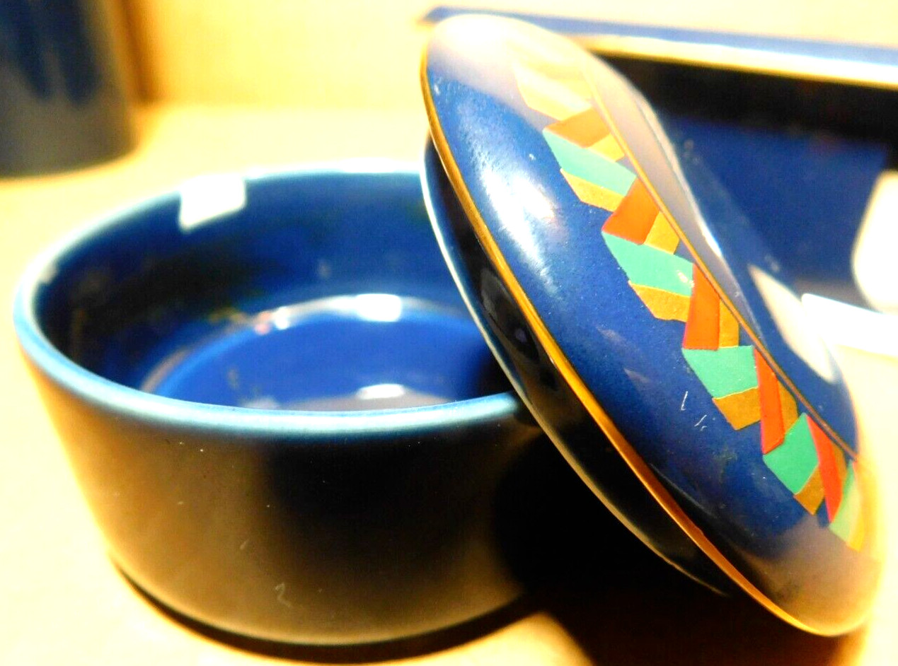 OSS~Otigari Florentine Cobalt Blue Gold Trim Japan Judith Raices Desk Set 1980’s