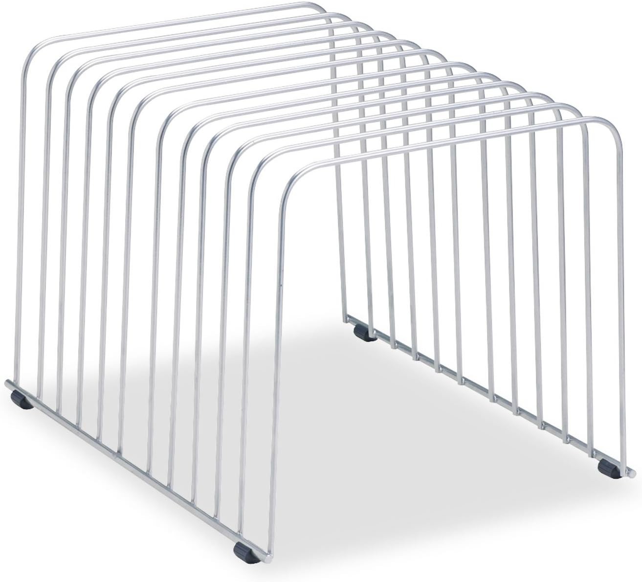 Compact Silver File Organizer with 11 Divided Sections for Efficient Desk Use