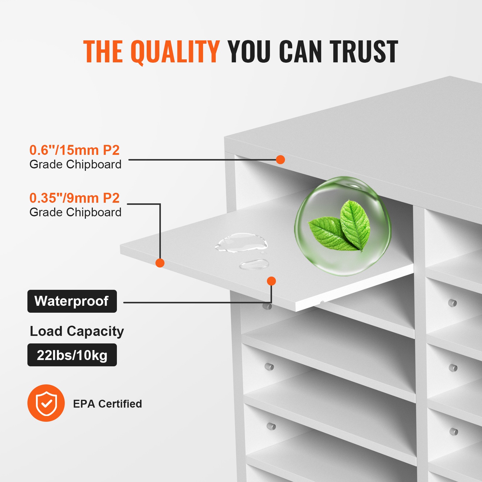 Uimoso Wood Literature Organizer Adjustable File Sorter 12 Compartments White