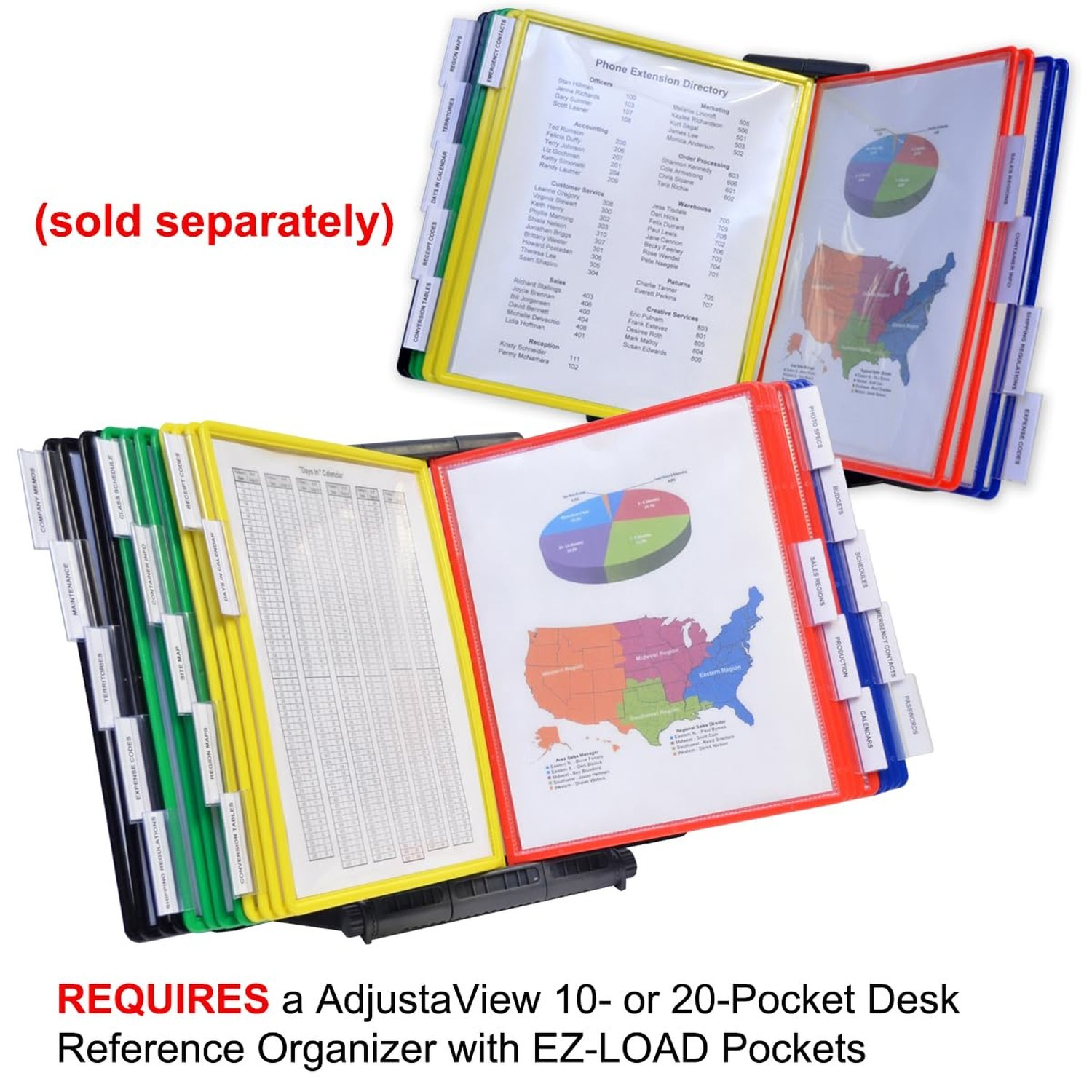 Ultimate Office AdjustaView 10-Pocket Desk Reference Organizer Add-On with Ea…