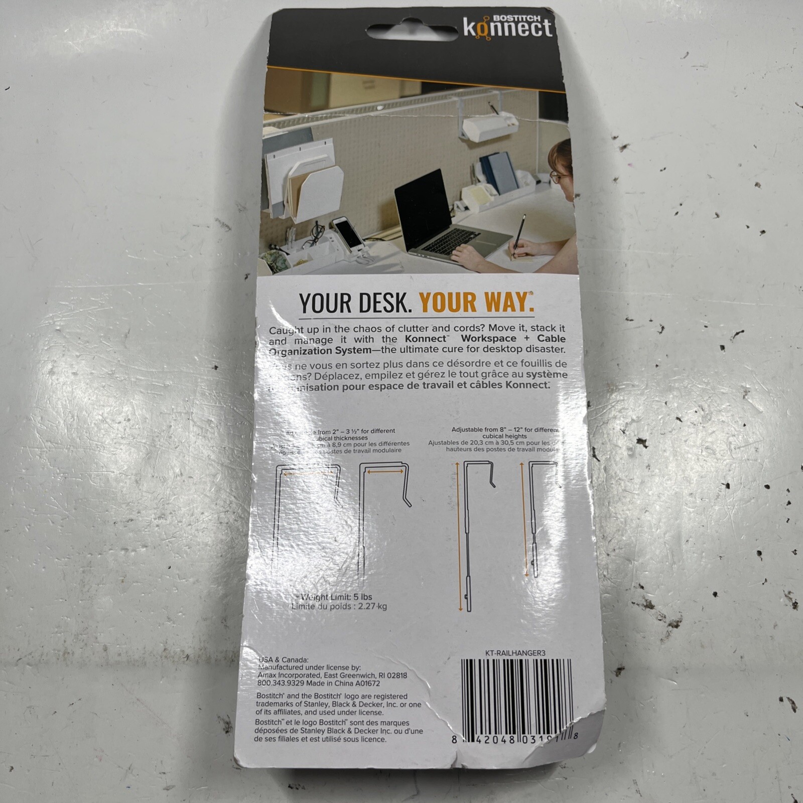 Bostitch Konnect Rail Cubicle Hangers Kit Adjustable2 Pack Weight Limit 3 Pounds