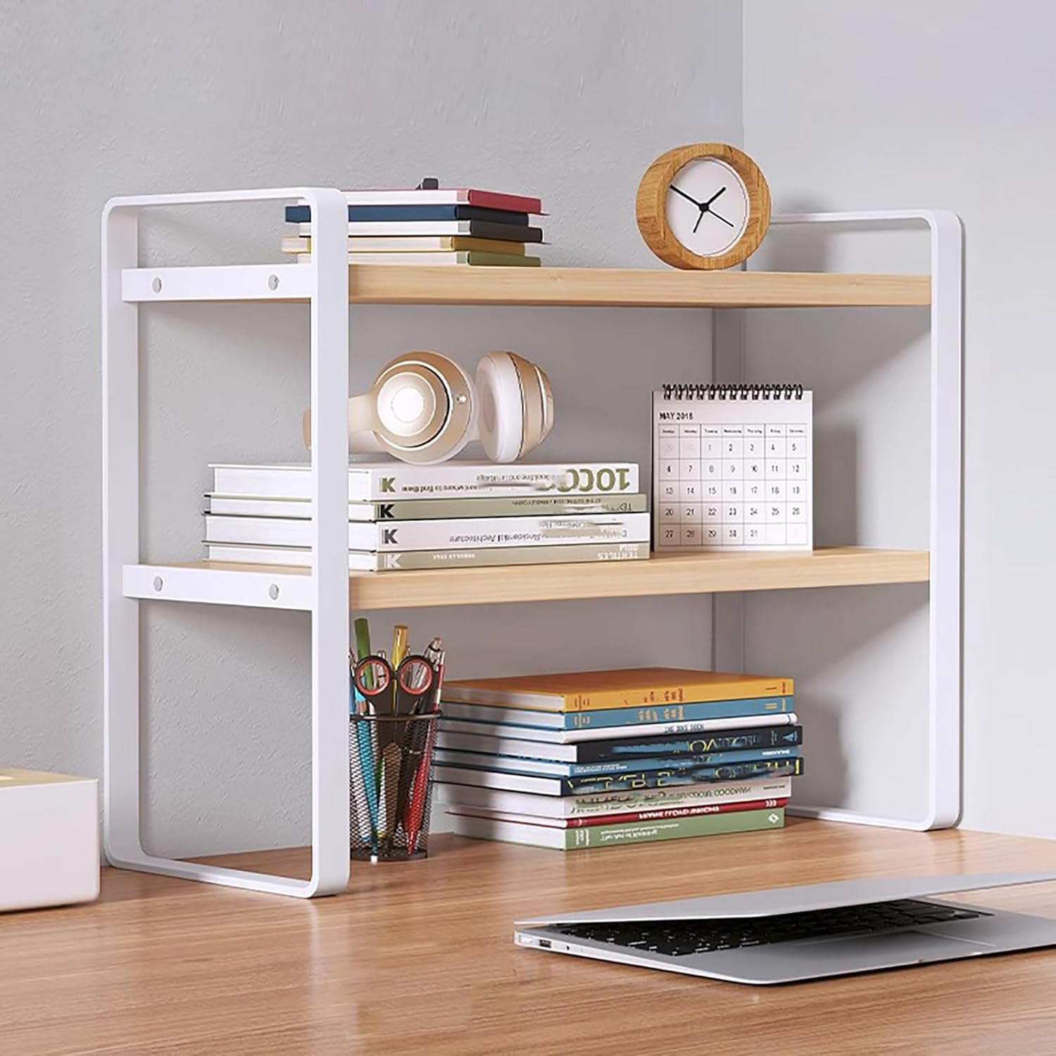 Desktop Organizer Shelf Office Storage Rack Computer Desk Bookshelf Adjustable D