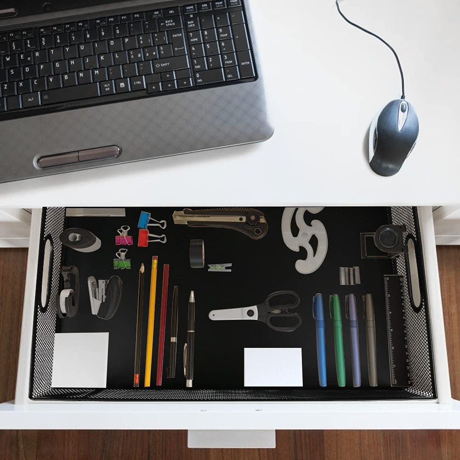 Desk Drawer Organizer, Stable Metal Mesh Desk Storage Tray, Versatile Storage…