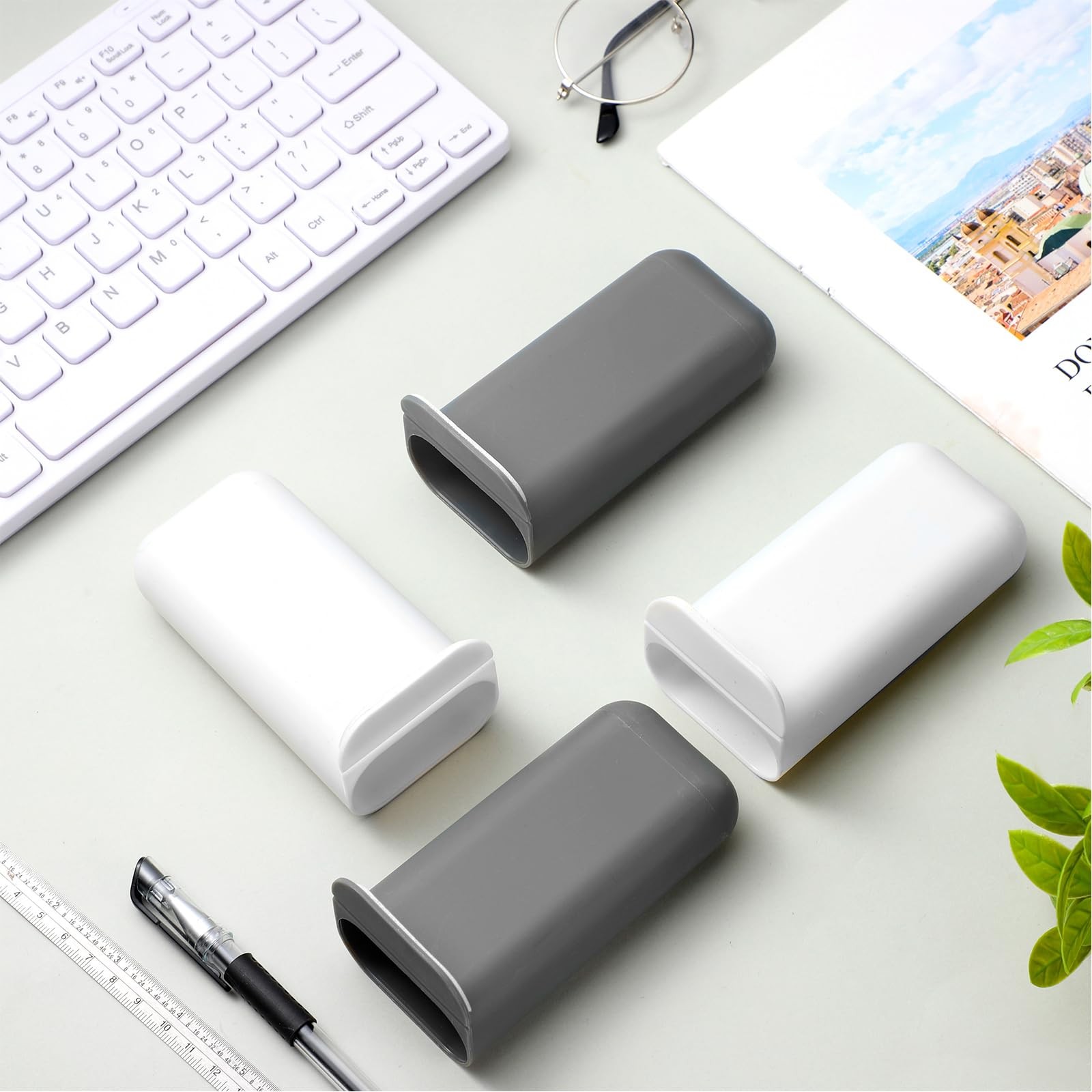 Resurhang 6 Pcs Monitor Pen Pencil Holders DIY Screen Holder Gray, White