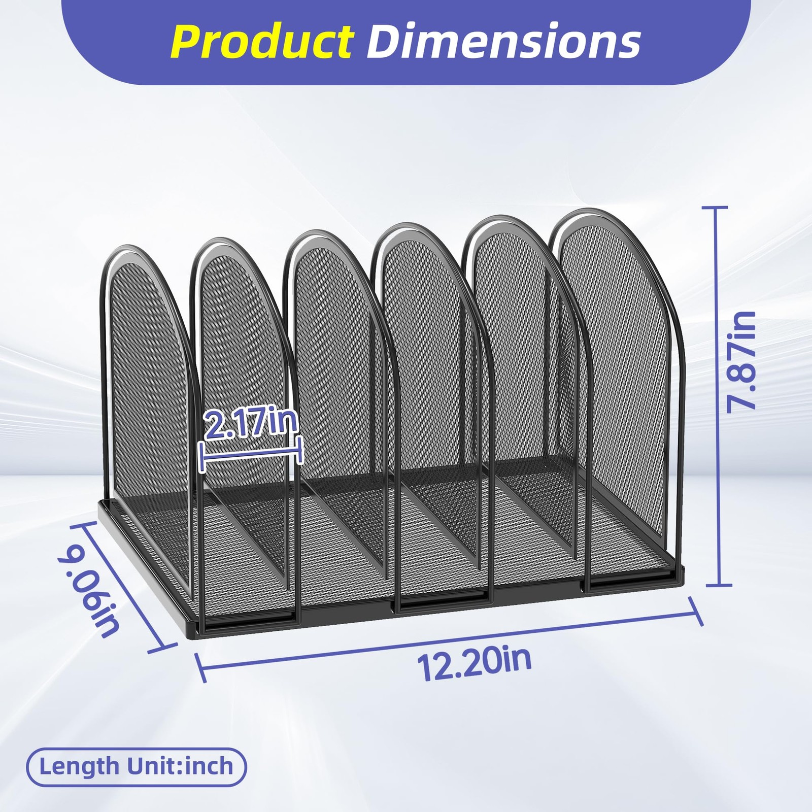 File Organizer for Desk, 5Section Mesh Desk Organizer, Vertical File Holder D…