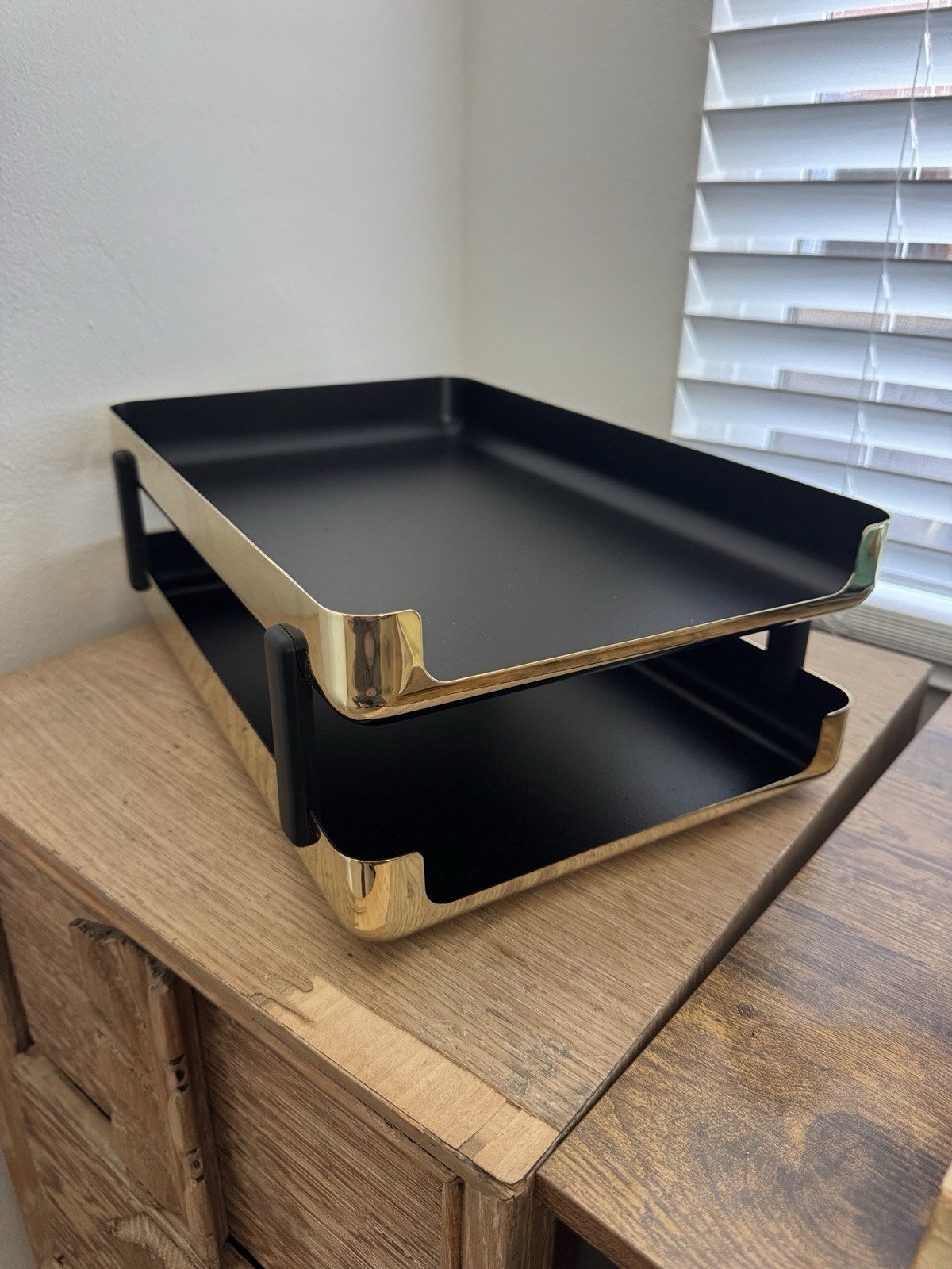 Eldon 6000 Letter File Organizer Tray 1984 Gold Plated Black NEW OLD STOCK