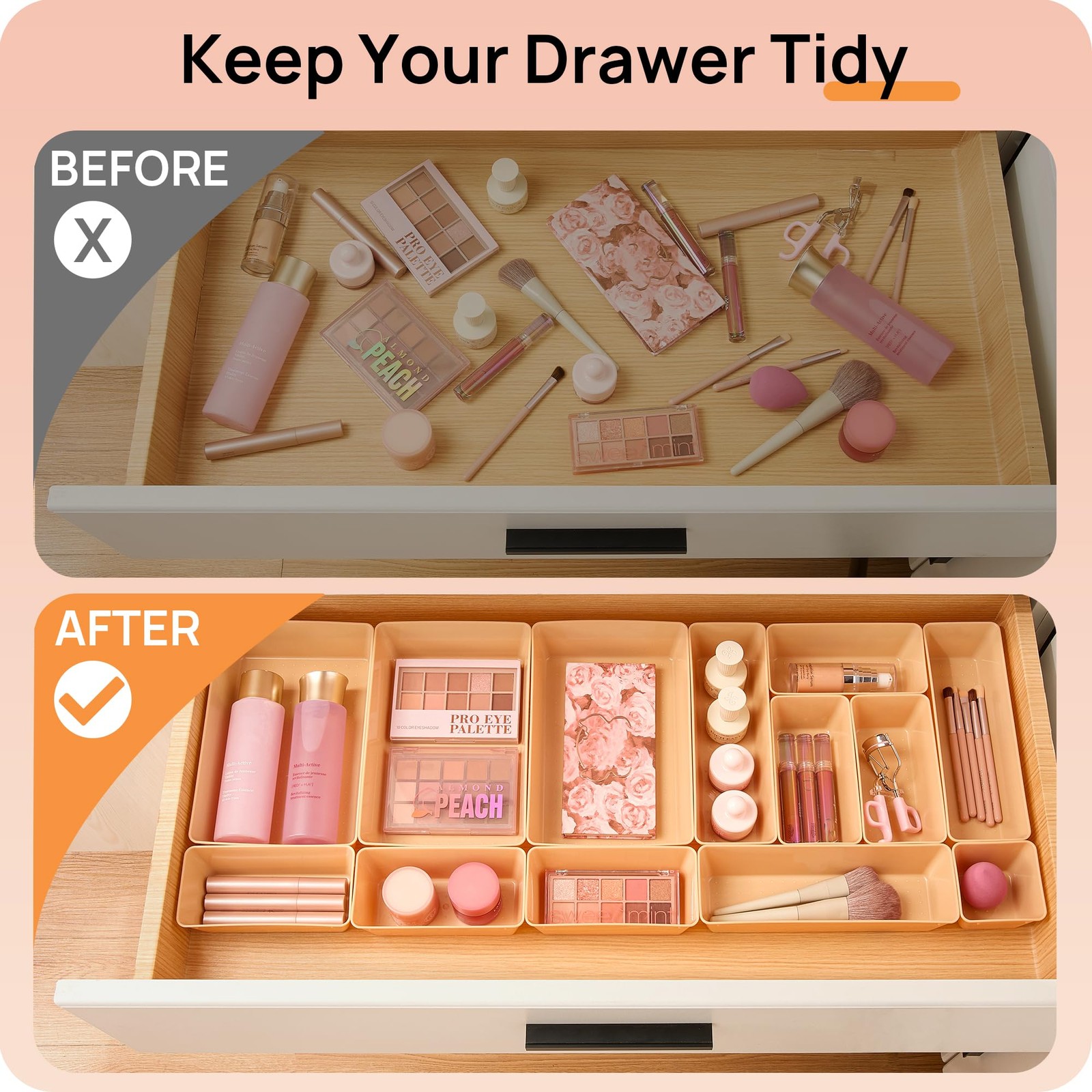 25 PCS Plastic Drawer Organizers Set, 4-Size Versatile Bathroom and Vanity Dr…