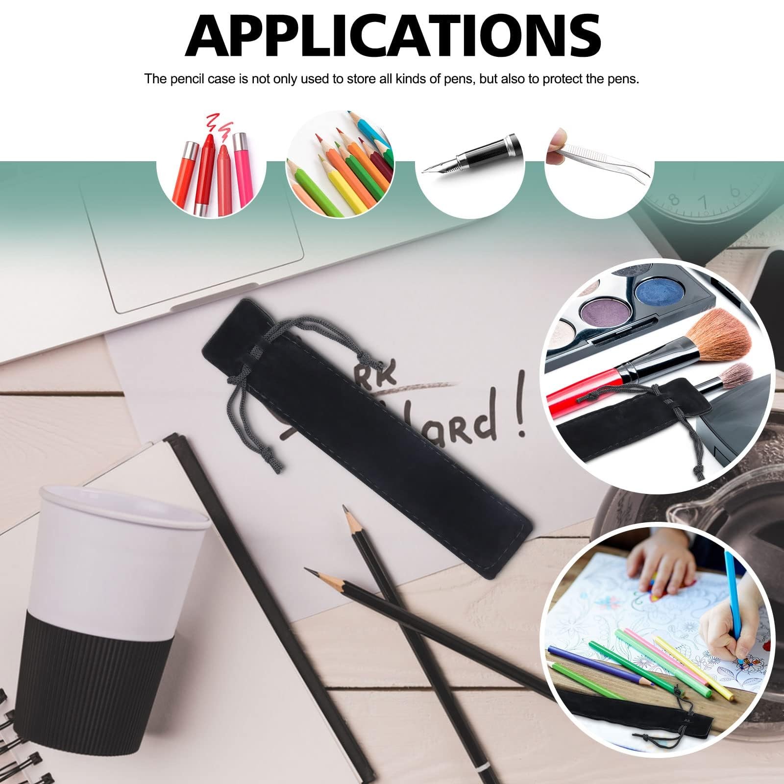 WFPLUS 50 Pieces Velvet Pen Pouch with Drawstring Pencil Sleeve Holders Pen B…