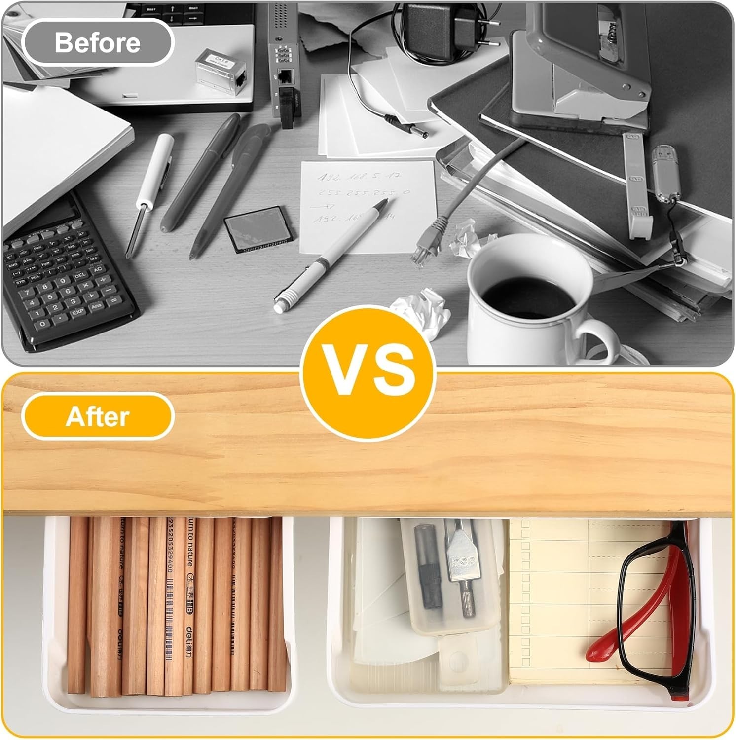 2-Piece Self-Adhesive Under Desk Drawers – Space-Saving Storage Solution