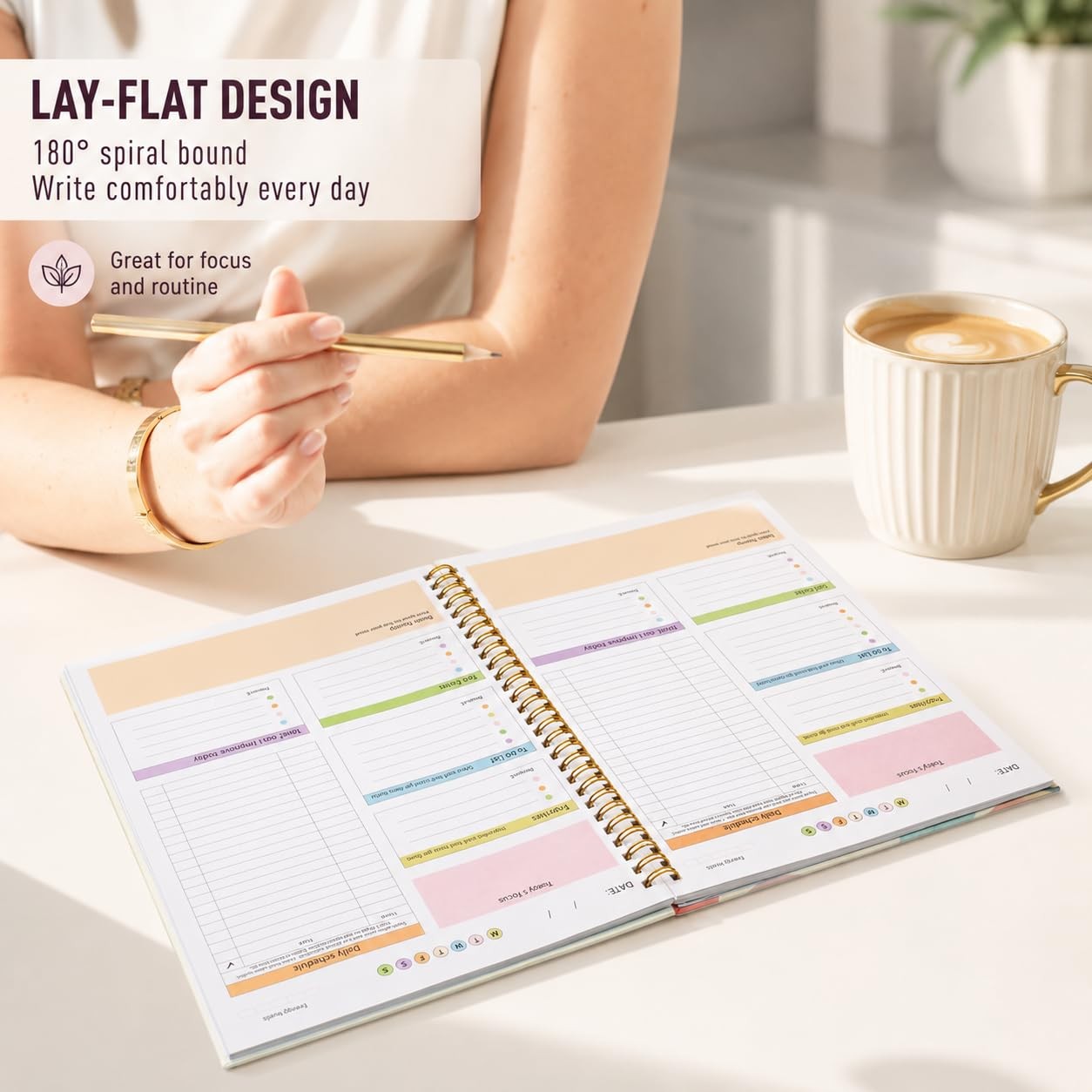 ADHD Planner for Women，Daily Productivity 7 X 10 inches, Colorful Leaves