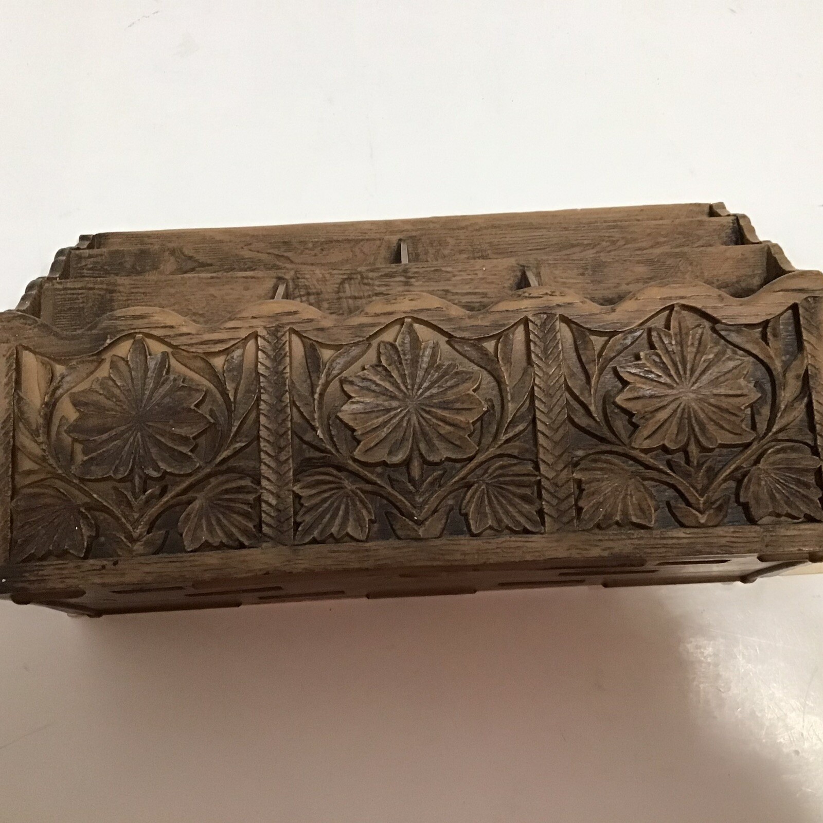 Vintage style Wood Desk Organizer Boho Style Letter Holder Hang Or Sit
