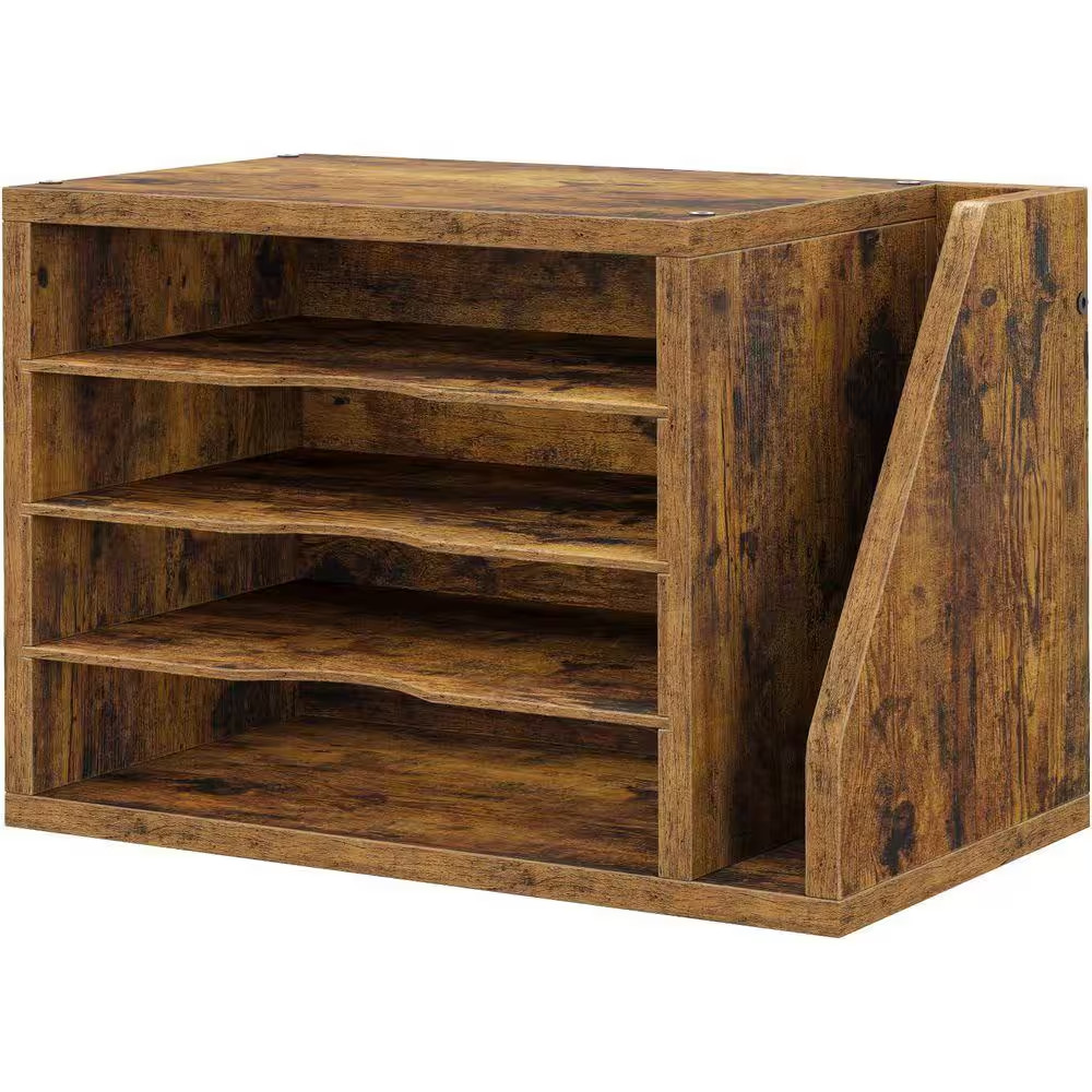 Rustic Brown 9.25 In. X 11.1 In. Wood Desk Organizer