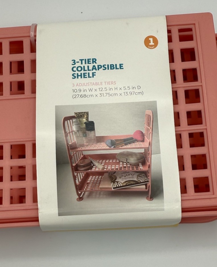 3 -Tier Pink Collapsible Shelves.