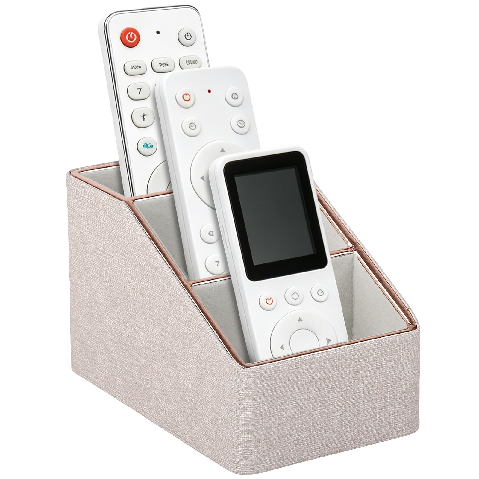Rose Gold Edge Inlaid Leather Desktop Organizer, Remote Control Holder,Nights…