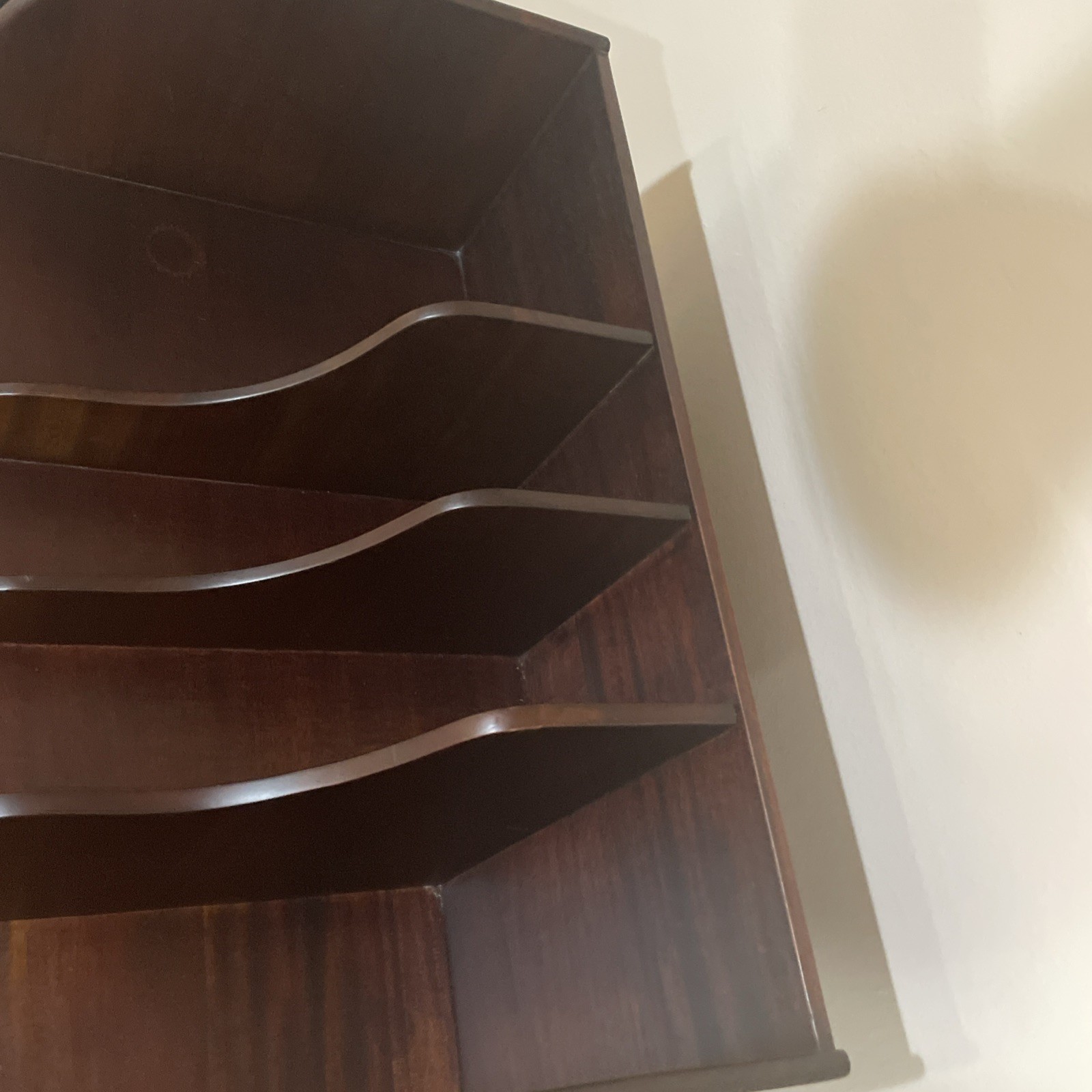Vintage Danish Modern Style Mahogany Wood Desk Organizer Mail Sorter Selamat HTF