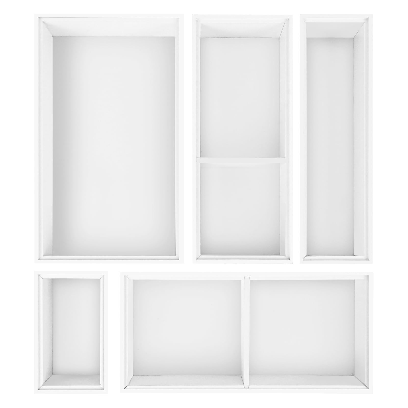 Bxngjuj Bamboo Drawer Organizer,5 PCS White Bathroom Tray&Desk 5PCS,