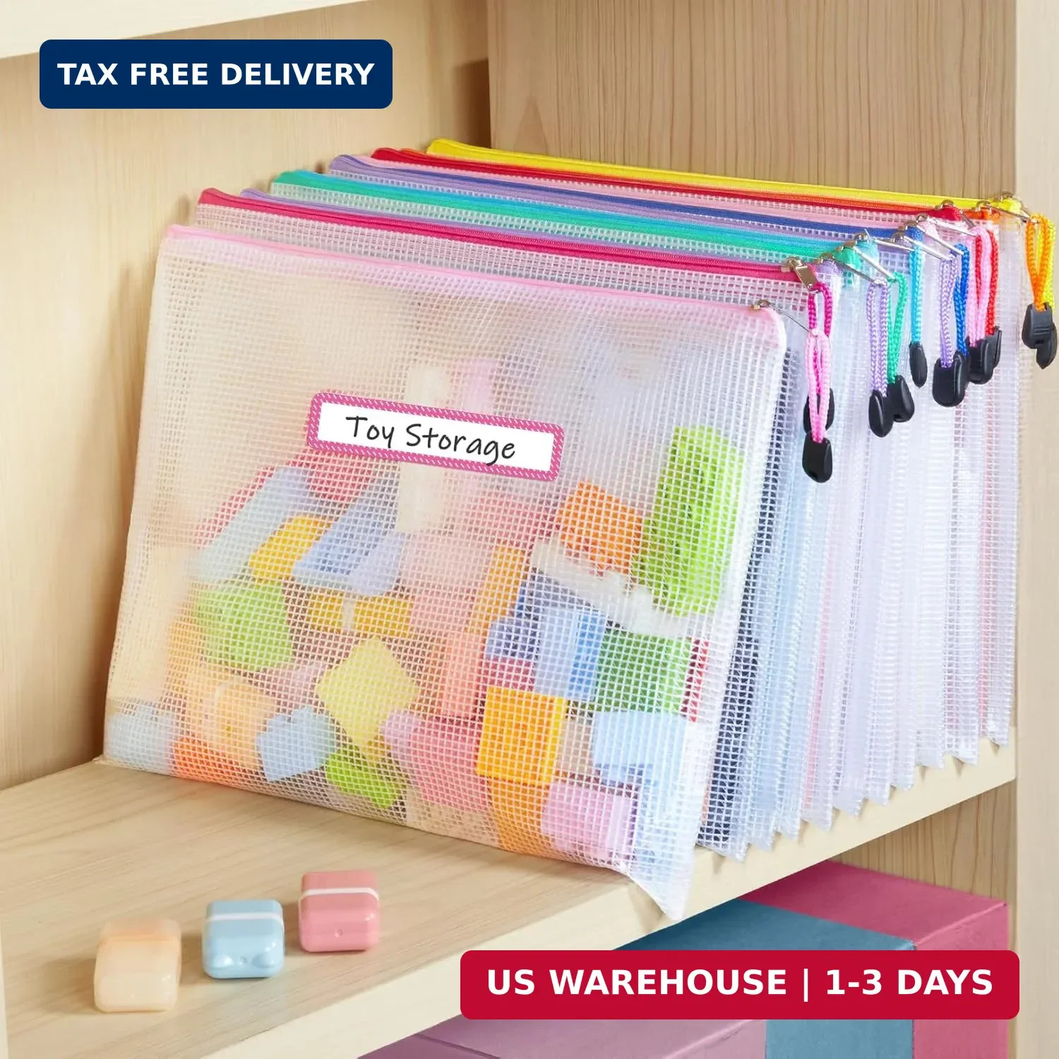 Sooez 24 Pack Mesh Zipper Pouch with Sticky Labels, A4 Mesh Bags, Sturdy Letter