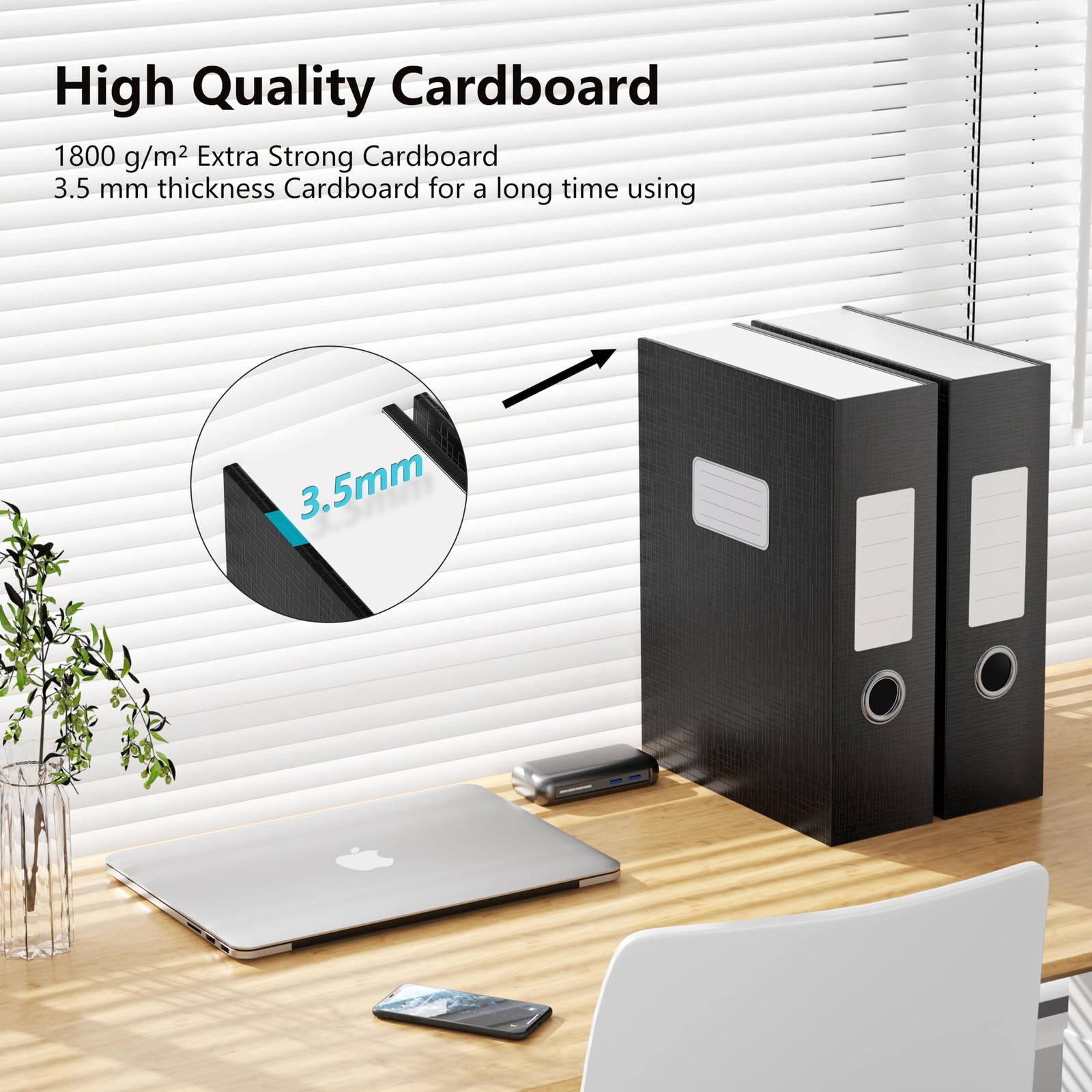 JiaWei Black Storage File Boxes,Document 9.4×3×12.5 Inches,