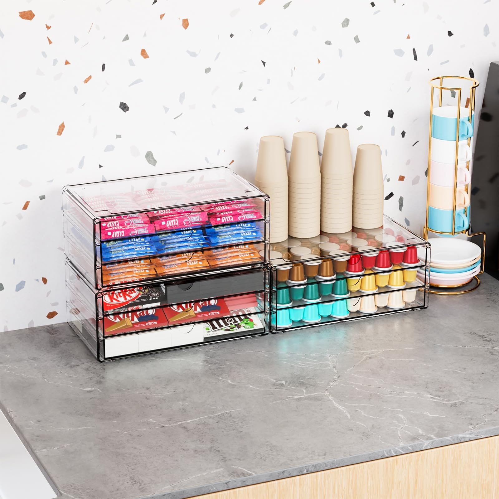 11.1 Inch Long Clear Drawer Organizers Stackable,3 Pack Small Acrylic Drawers…