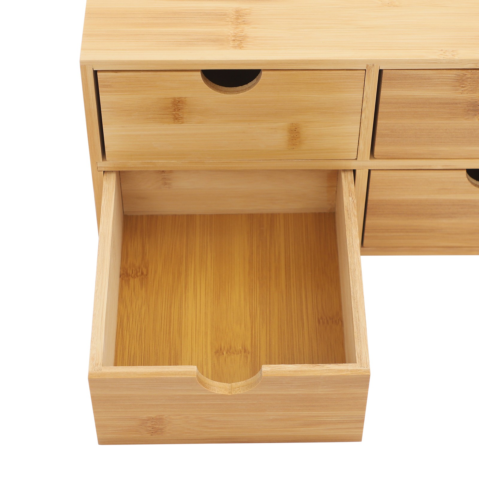 Bamboo Desk Organizer with 4 Drawers, Office Tabletop Storage Organization Box