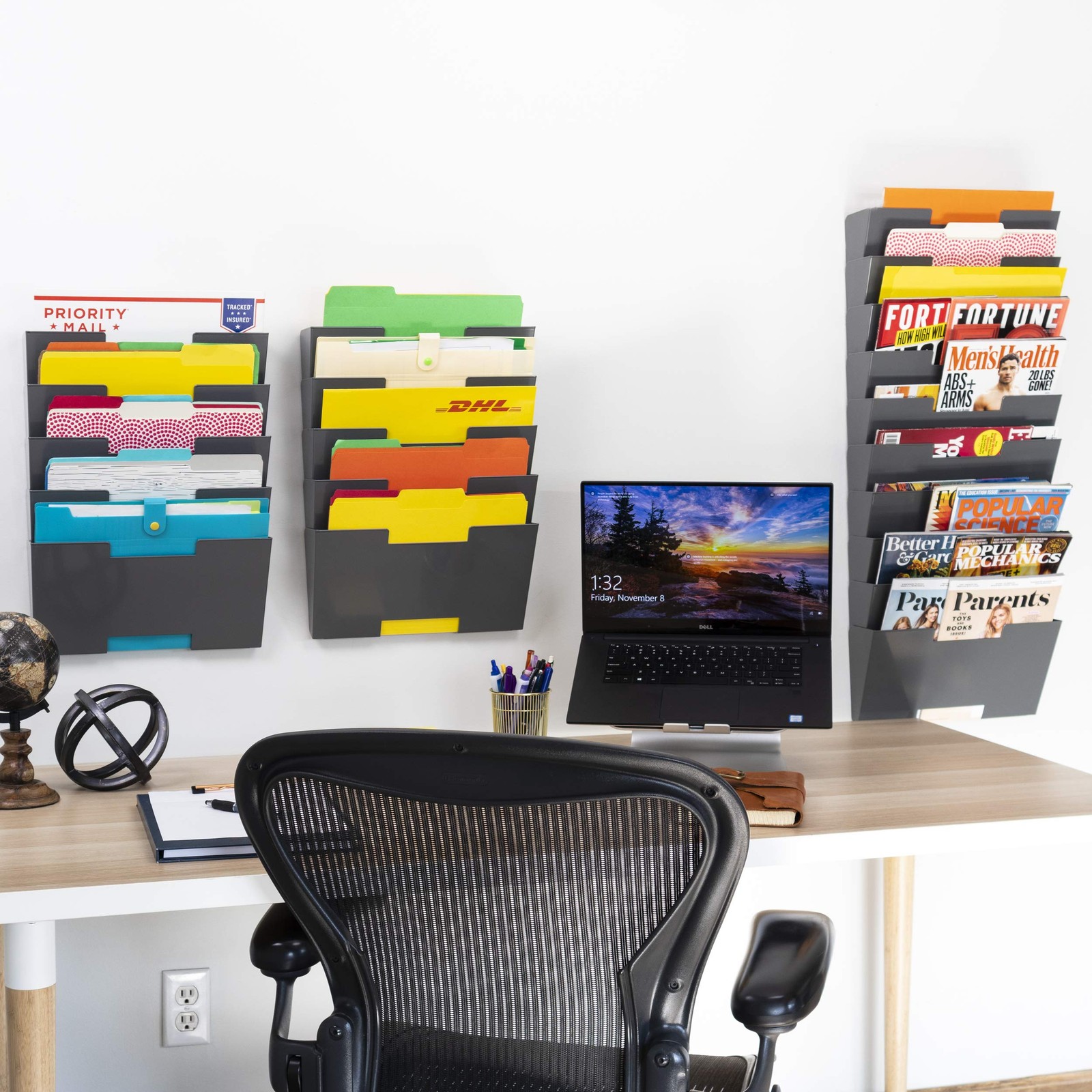 Wallniture Lisbon 15-Tier Wall Mounted File Holder And Desk Organizer Metal
