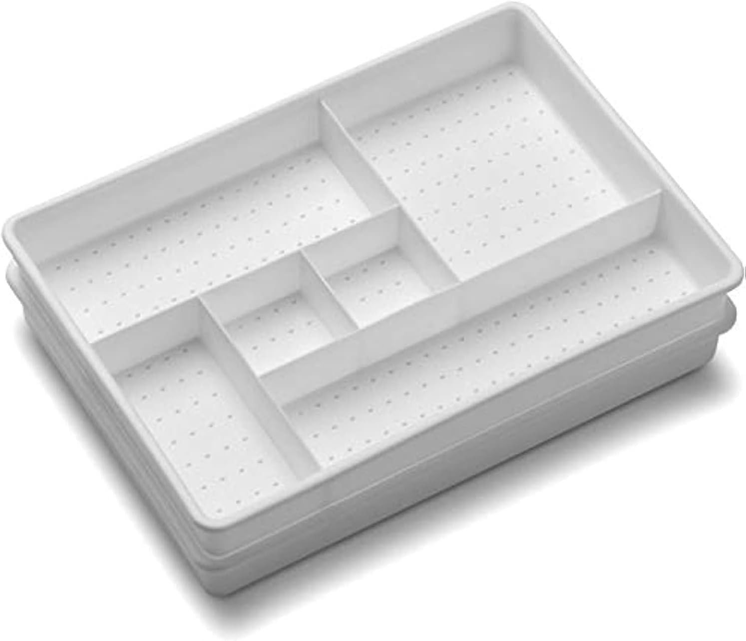Set of 2 Plastic 6-Compartment Drawer Organizer Gadget Trays, Multipurpose St…