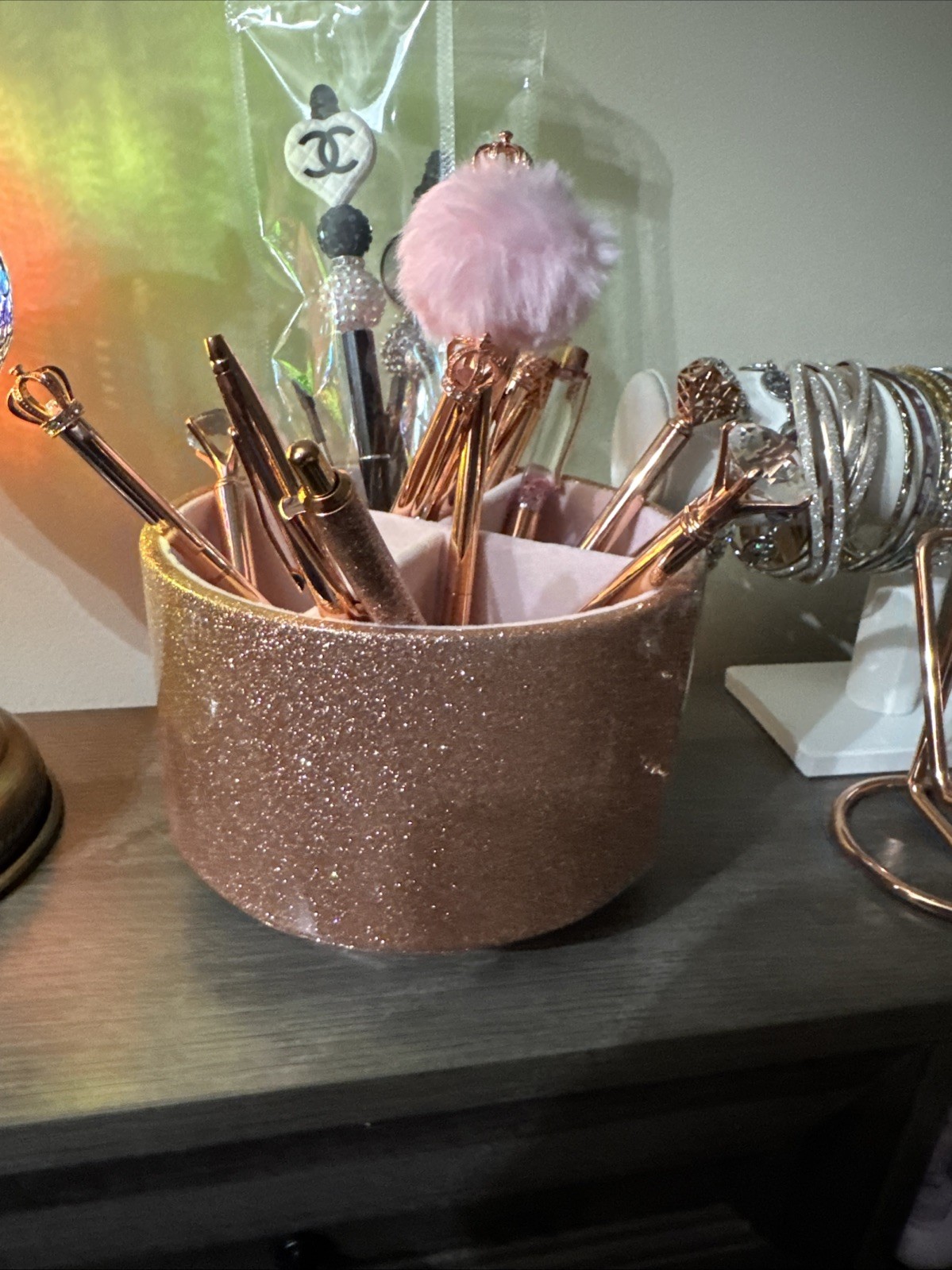 Pen And Storage Holders. Rose Gold