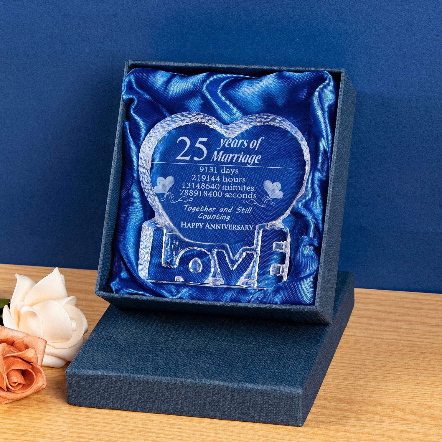 Ywhl 25 Year Marriage 25Th Wedding Anniversary Crystal Paperweight Keepsake