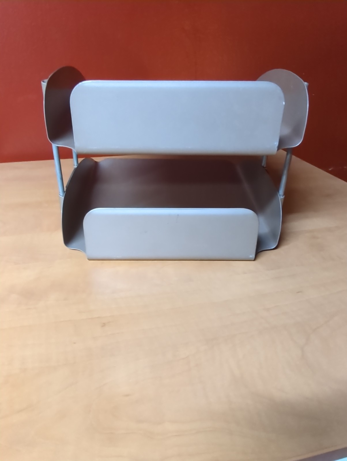 Vintage Globe-Wernicke 2 Tier Metal Paper Tray File Organizer Tan Brown