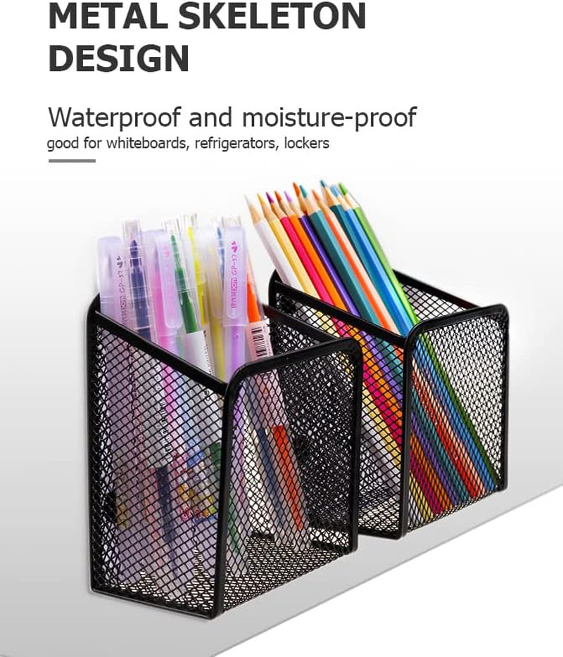 Large Magnetic Pen Holder 2 Pack Magnetic Basket 8 Strong Magnet Pencil Holders
