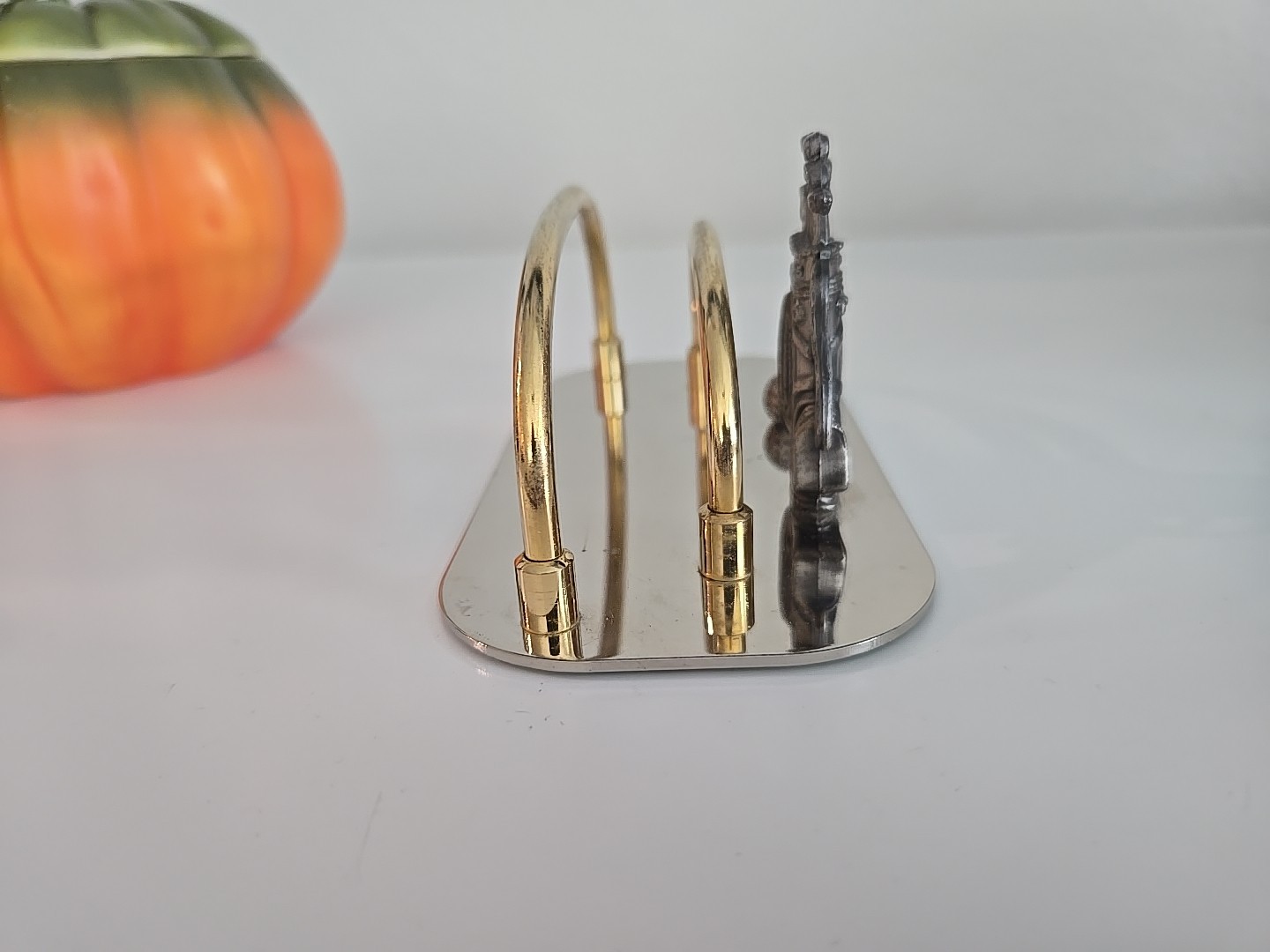 Vintage Desk Set Letter Holder Silver Brass Coin Trinket Dish Golf Bag Club Ball