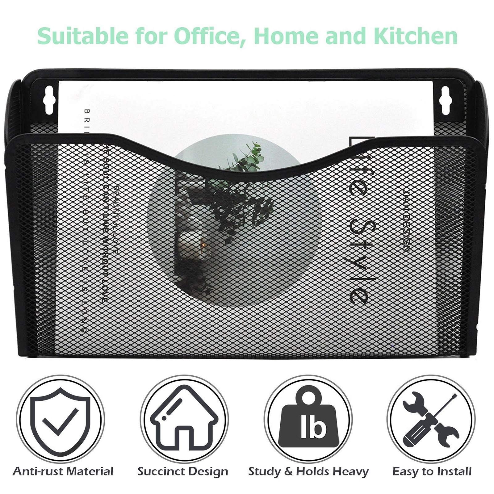 3 Pack Wall File Organizer Black Mesh Hanging File Storage For Home Office
