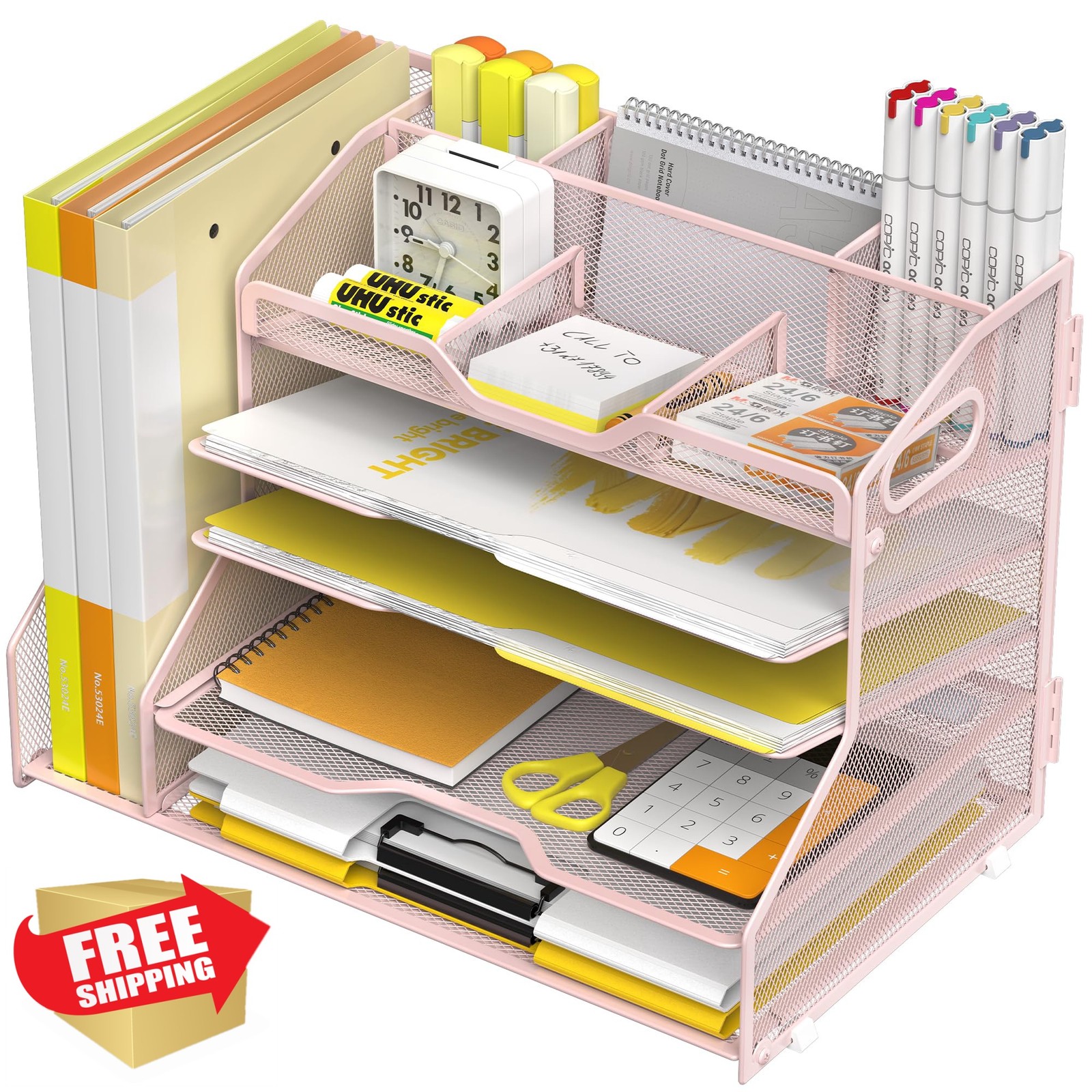 YINGHUA Pink 5 Tier Paper Tray Organizer