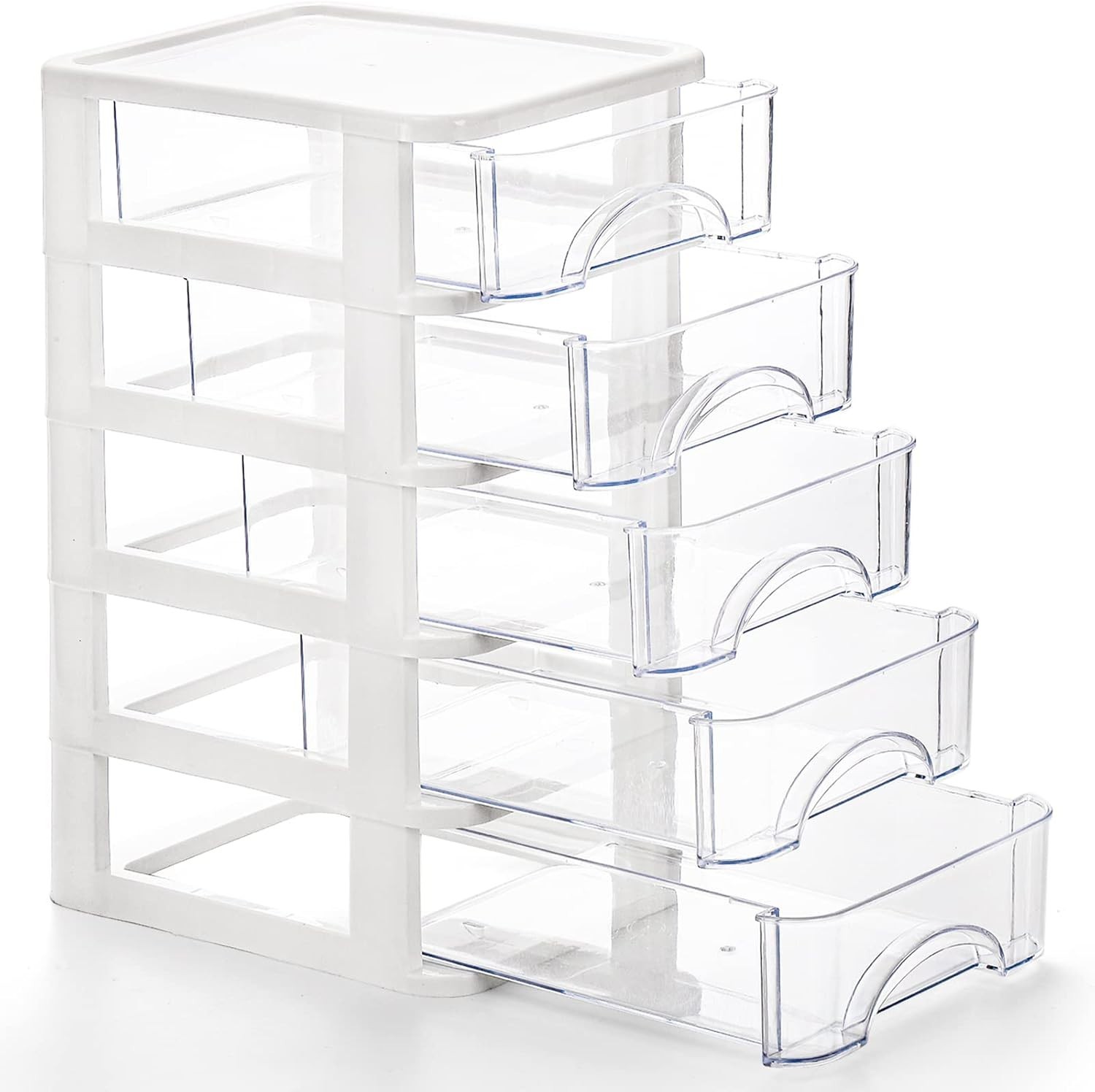 Modular 5-Drawer Clear Storage Unit for Desk – Ideal for Organized Workspaces