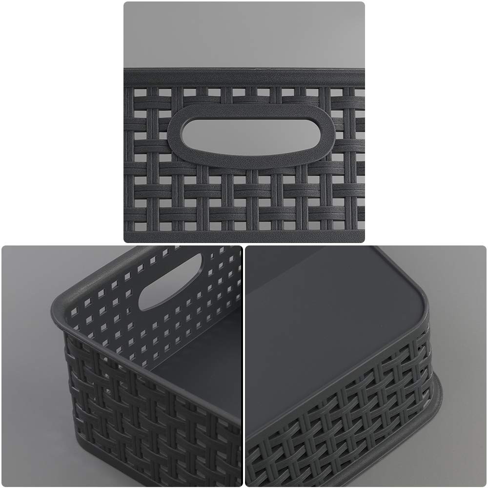 4 PCS Grey Office Paper Tray Plastic Shallow Storage Baskets Desk Organizer