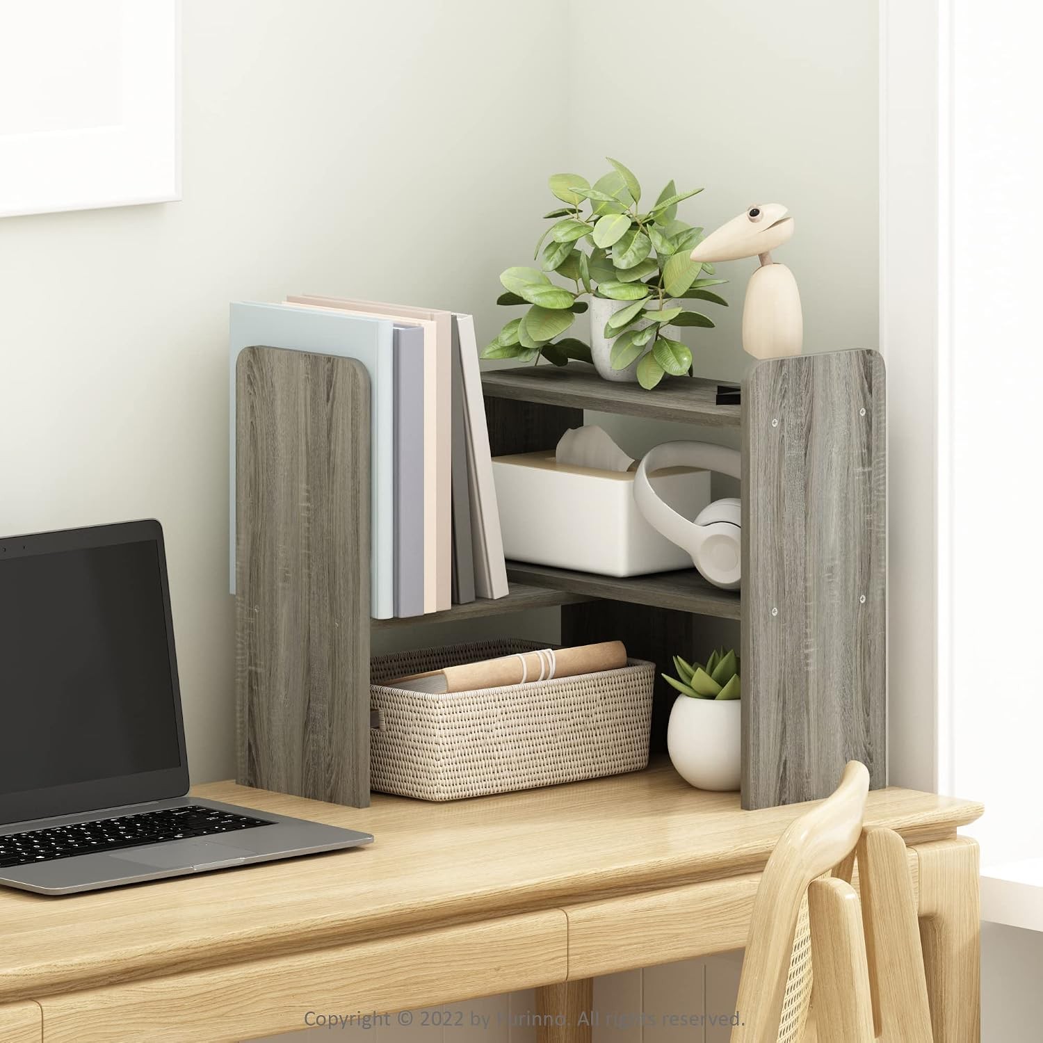 Furinno CLASSIC Desk Organizers and Hutch, Open Shelf Expandable Office Organiza