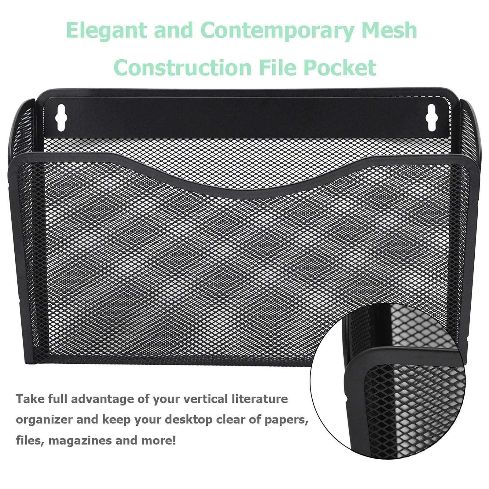 3 Pack Wall File Organizer Black Mesh Hanging File Storage For Home Office