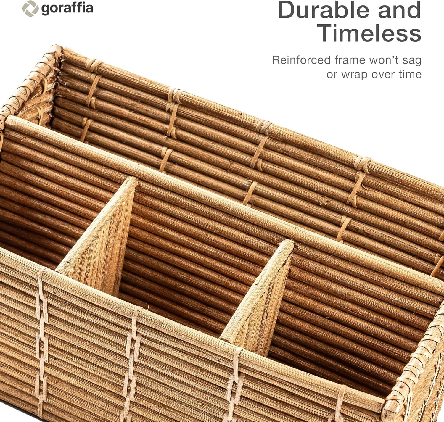 Rattan Desk Organizer – 4-Slot Letter Holder & Mail Organizer Countertop, 12.5″X