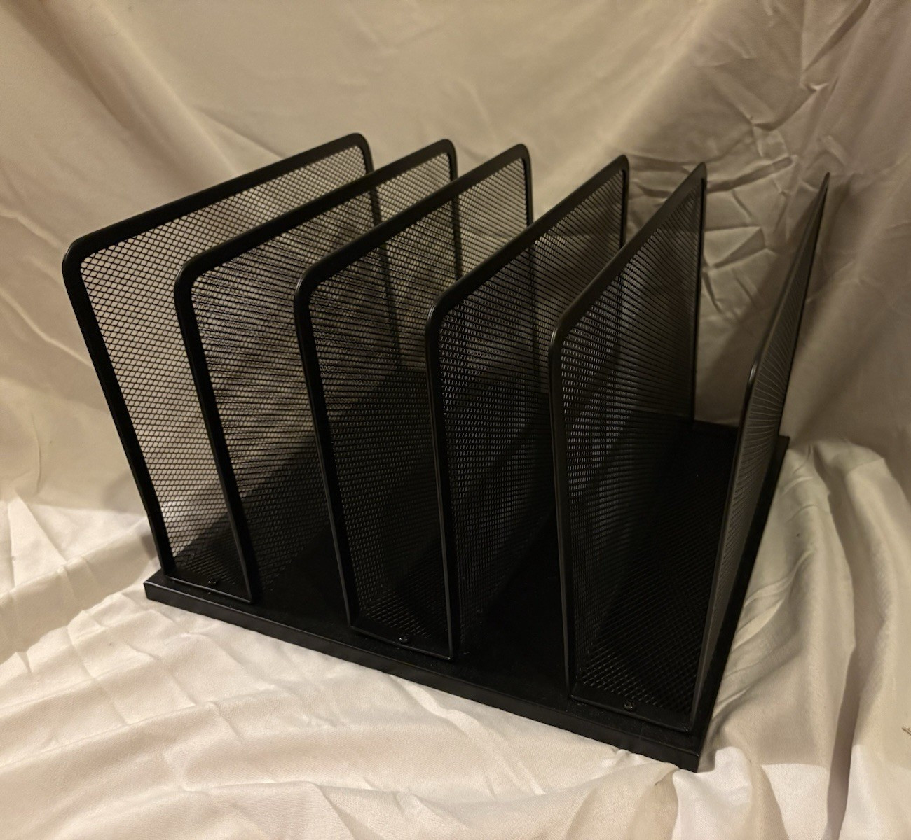 Metal Mesh Desktop Organizer Vertical Multi-Slot File Holder, 5 Section, Black