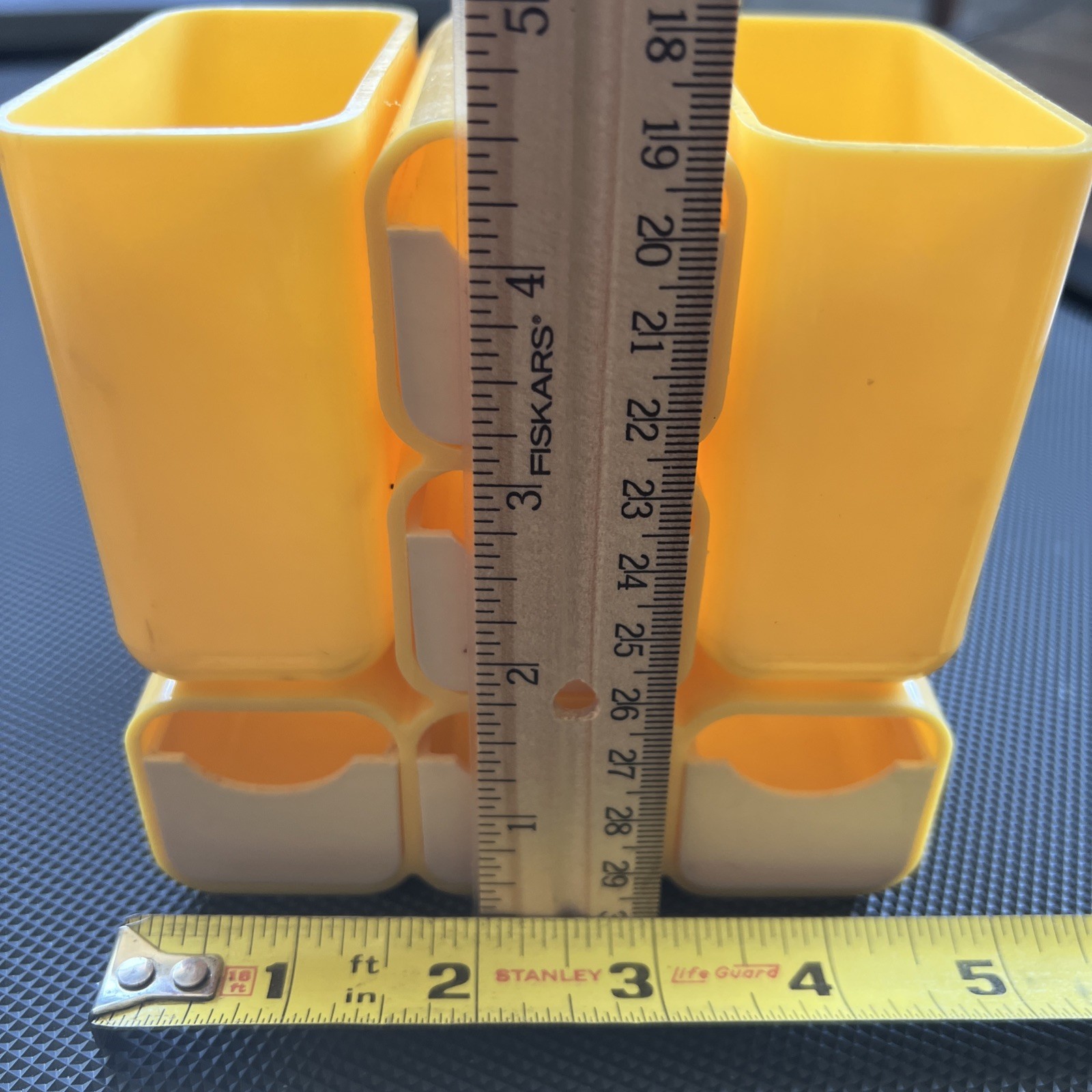 VTG Yellow Desk Caddy ~ Office Organizer Pencil Holder ~ Mod 1970s Space Age