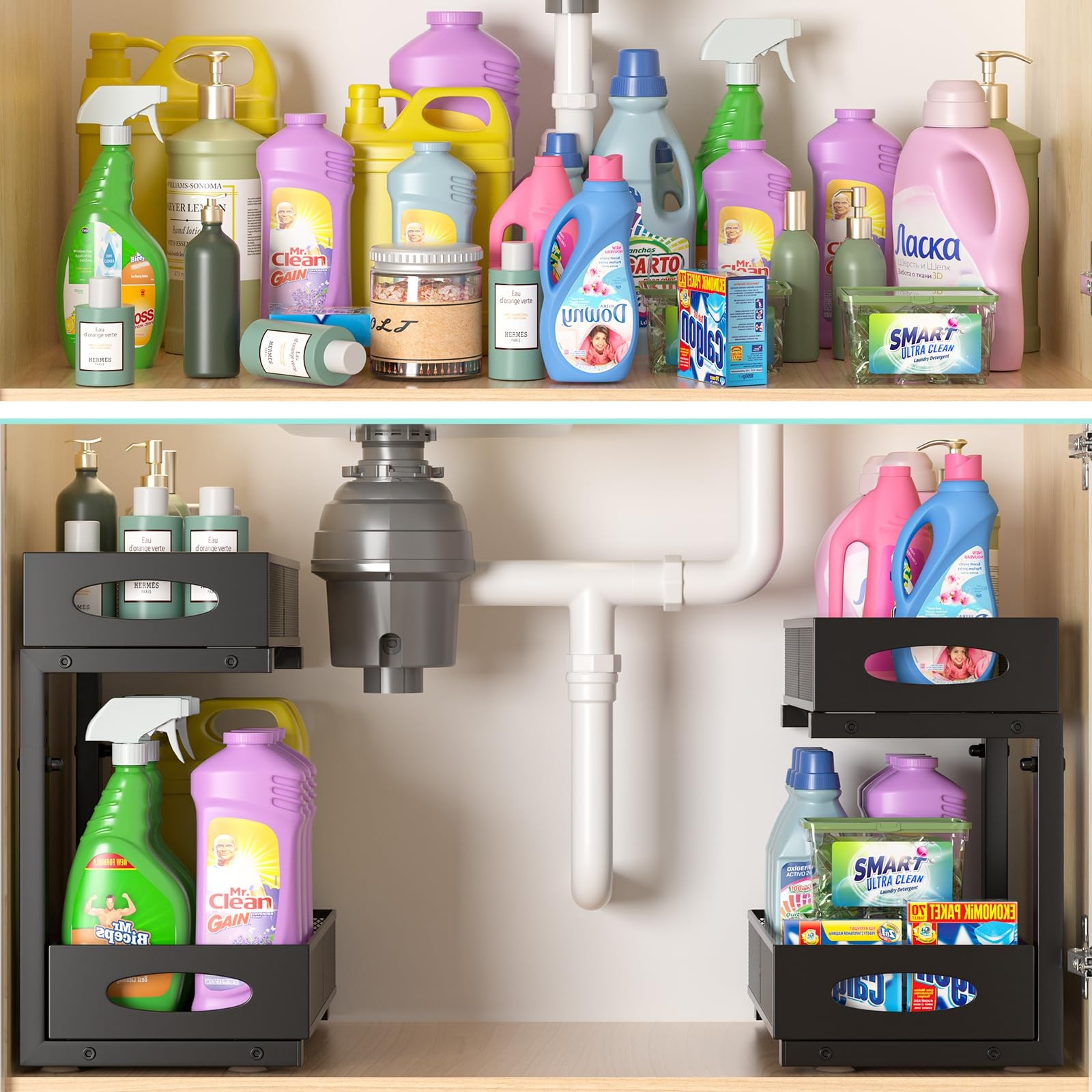 Beleeb Under Sink Organizer, 1-Pack of Standard Version, Black – Single Pack​