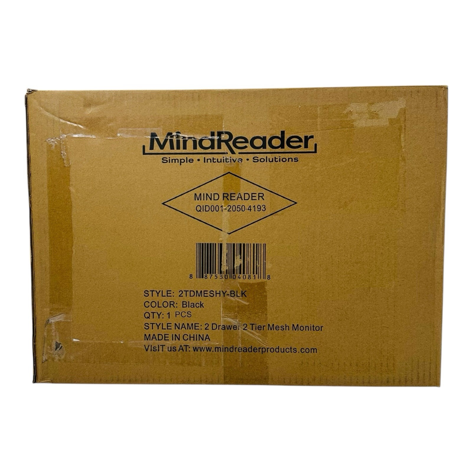 Mind Reader 2 Drawer 2 Tier Mesh Monitor Stand Black 15.75″L x 12″W x 4.5″H