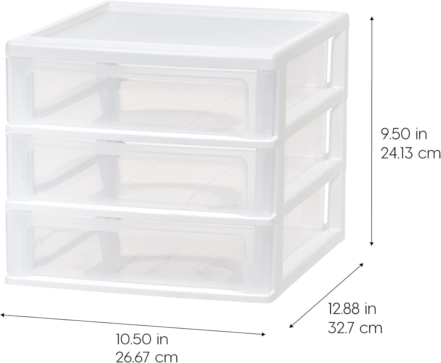 2pcs Medium 3-Drawer Desktop Organizer w/ Open Tray Top, Plastic Drawer Storage