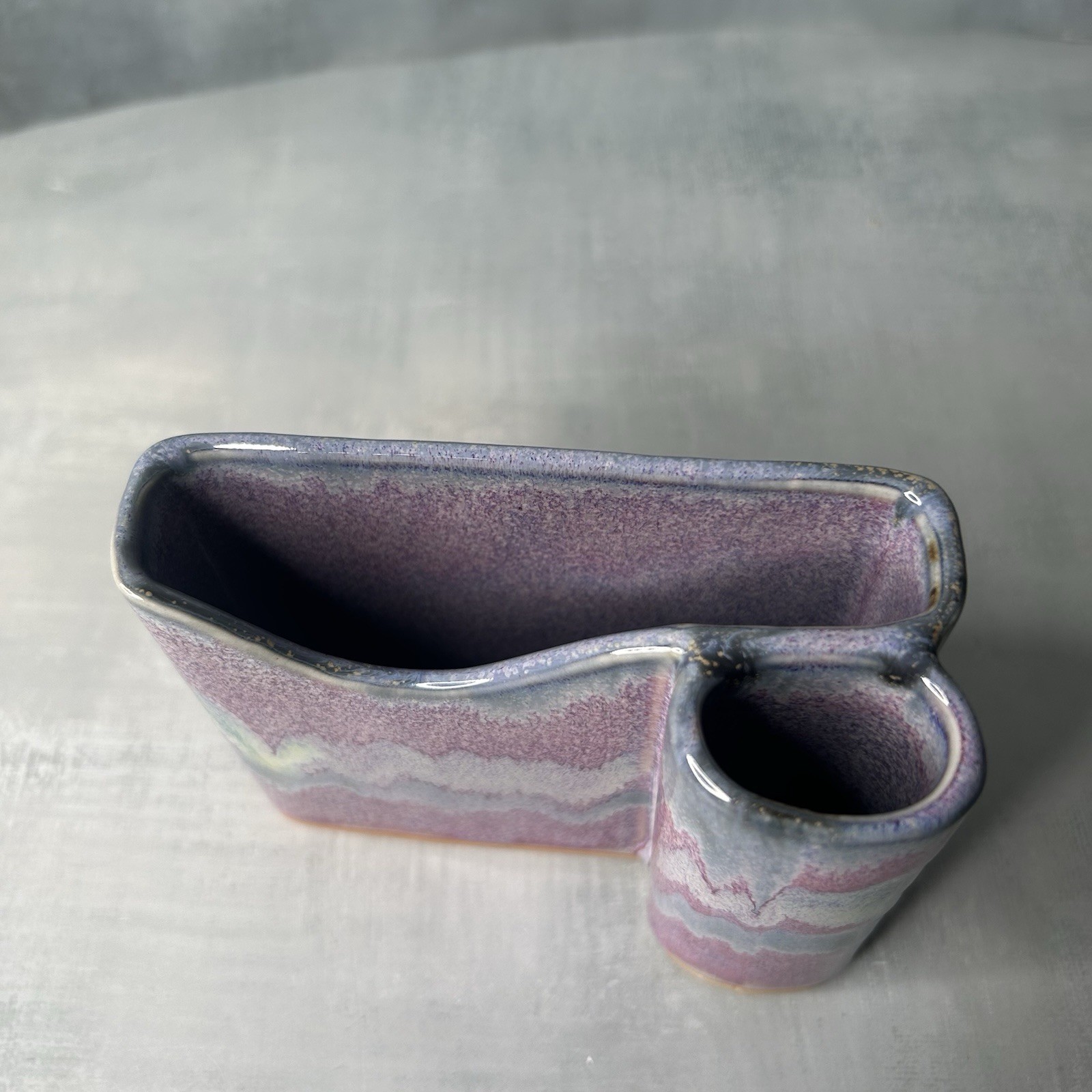 Bay Pottery Handmade Stoneware Purple Rose Glaze Pencil Pen Post-It Note Holder