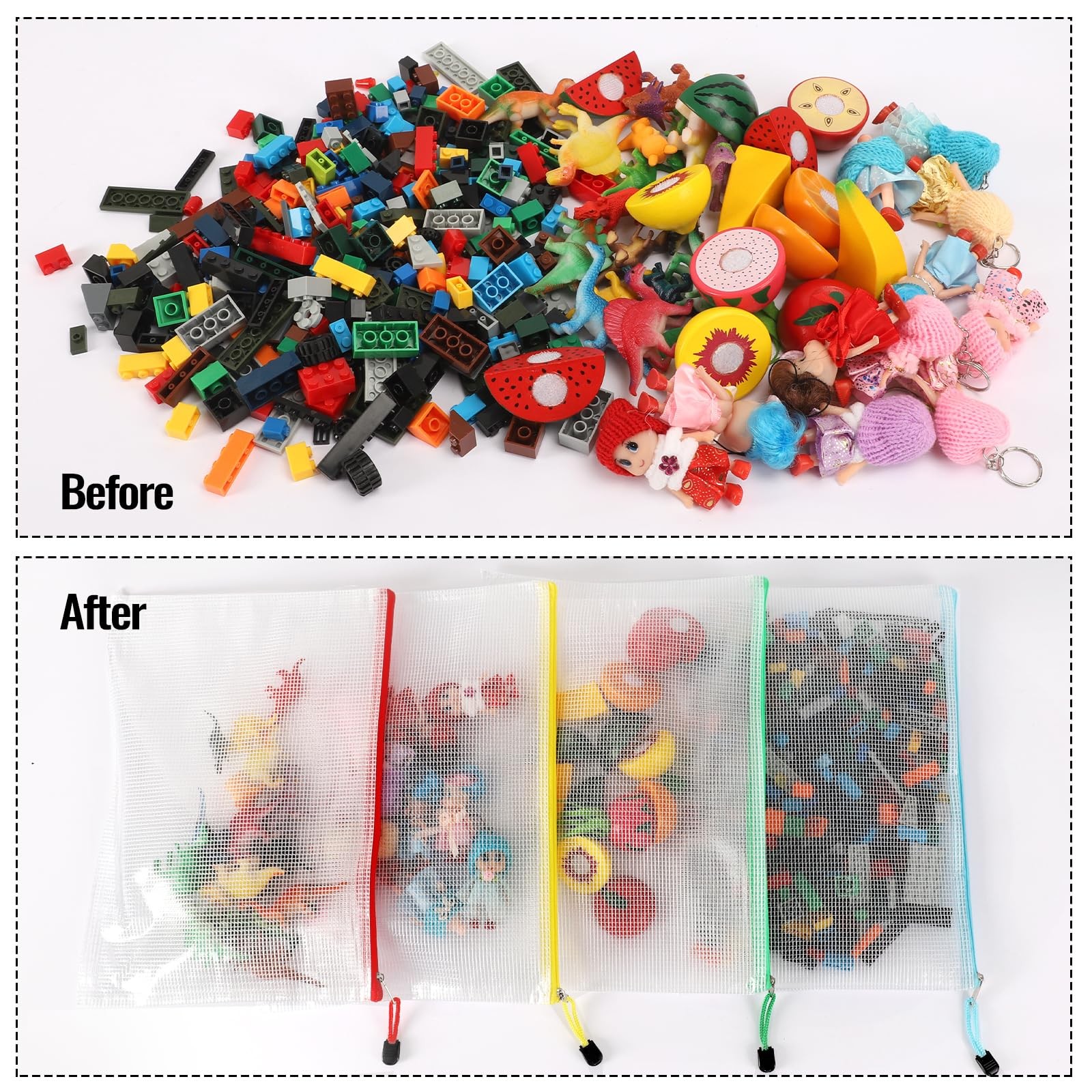 32 PCS Mesh Zipper Pouch Bags Letter A4 Size Office Supplies Organizing File