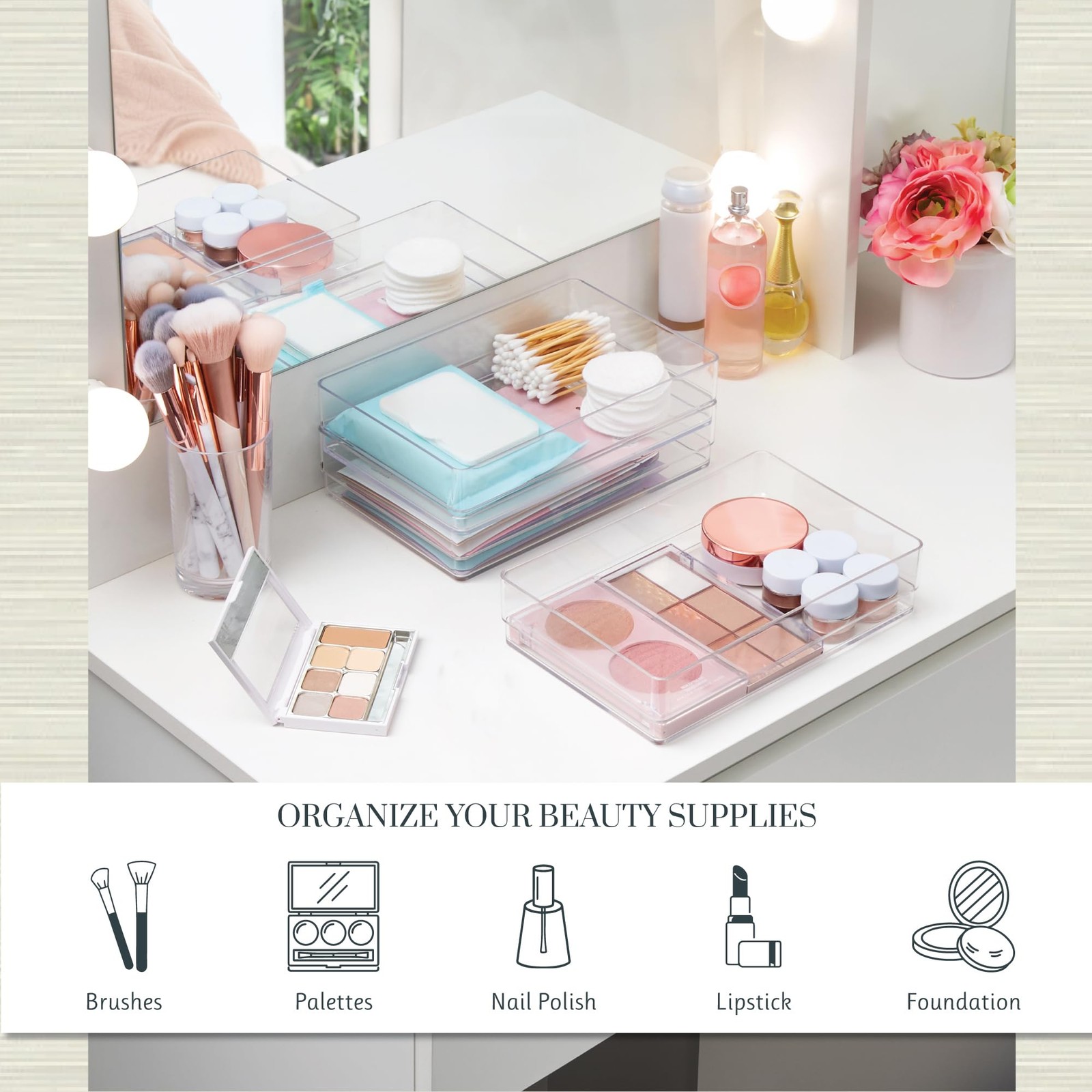 STORi SimpleSort 3-Piece Stackable Clear Drawer Organizer Set | 9x6x2″,