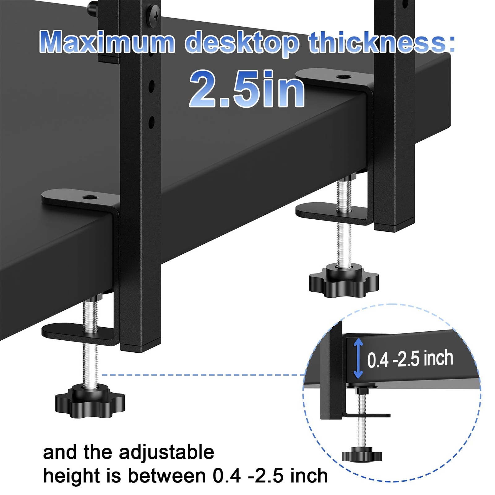 2 Tier Clamp on Desk Shelf Organizer Wood Desktop Supplies Storage Rack