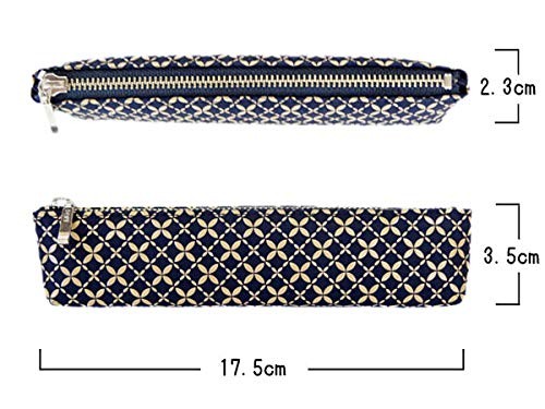 Inden-ya Deerskin Pen Case Shippo Pattern Lacquer Navy Made in Japan
