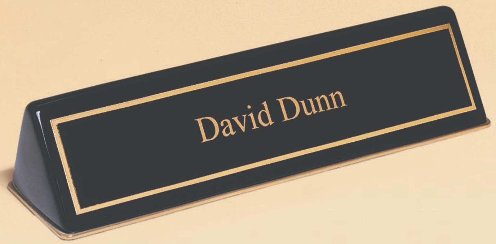 Personalized Engraved Black Piano Finished Desk Name Plate with Holder 9.5″