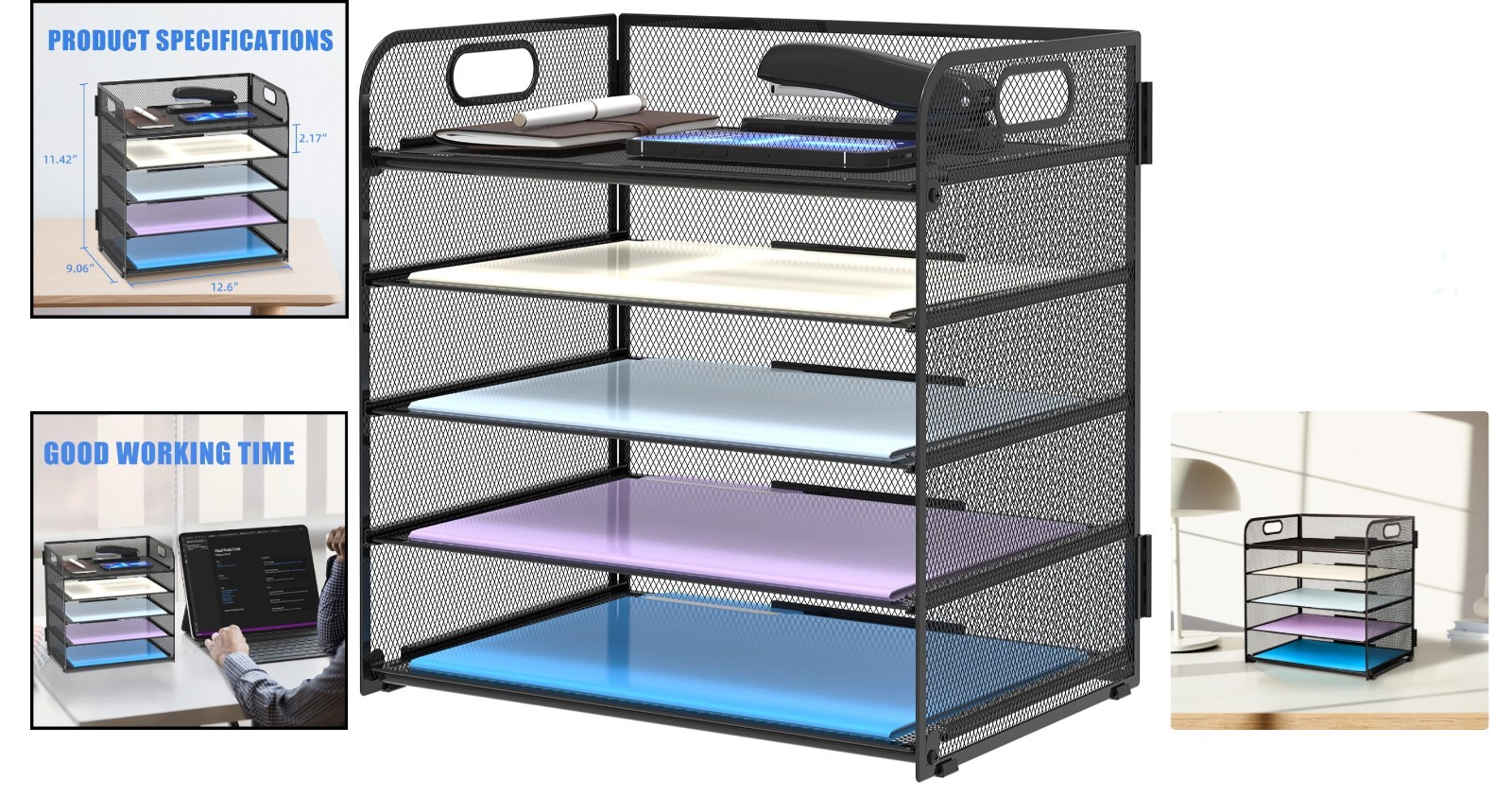 Versatile 5-Tray Office Paper Organizer with Handle – Ideal for Home & Classroom